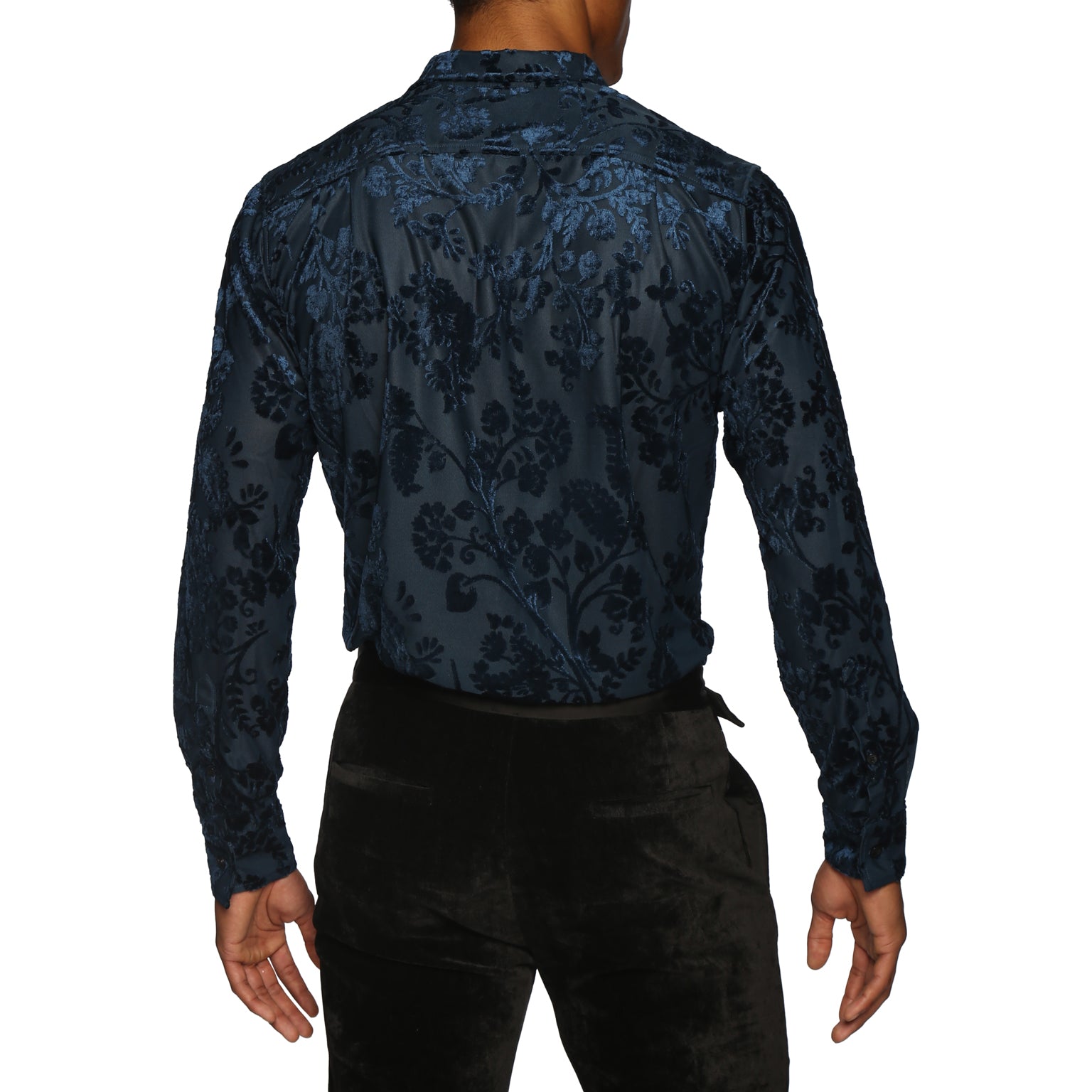 HOLIDAY EXCLUSIVE- Sapphire Fontainebleau Cut Velvet Shirt - parke & ronen