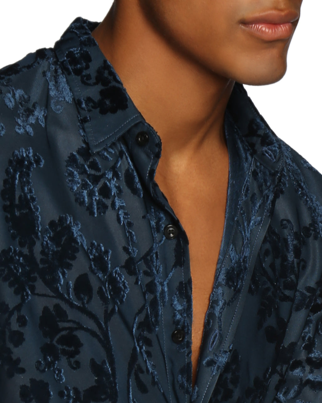 HOLIDAY EXCLUSIVE- Sapphire Fontainebleau Cut Velvet Shirt - parke & ronen