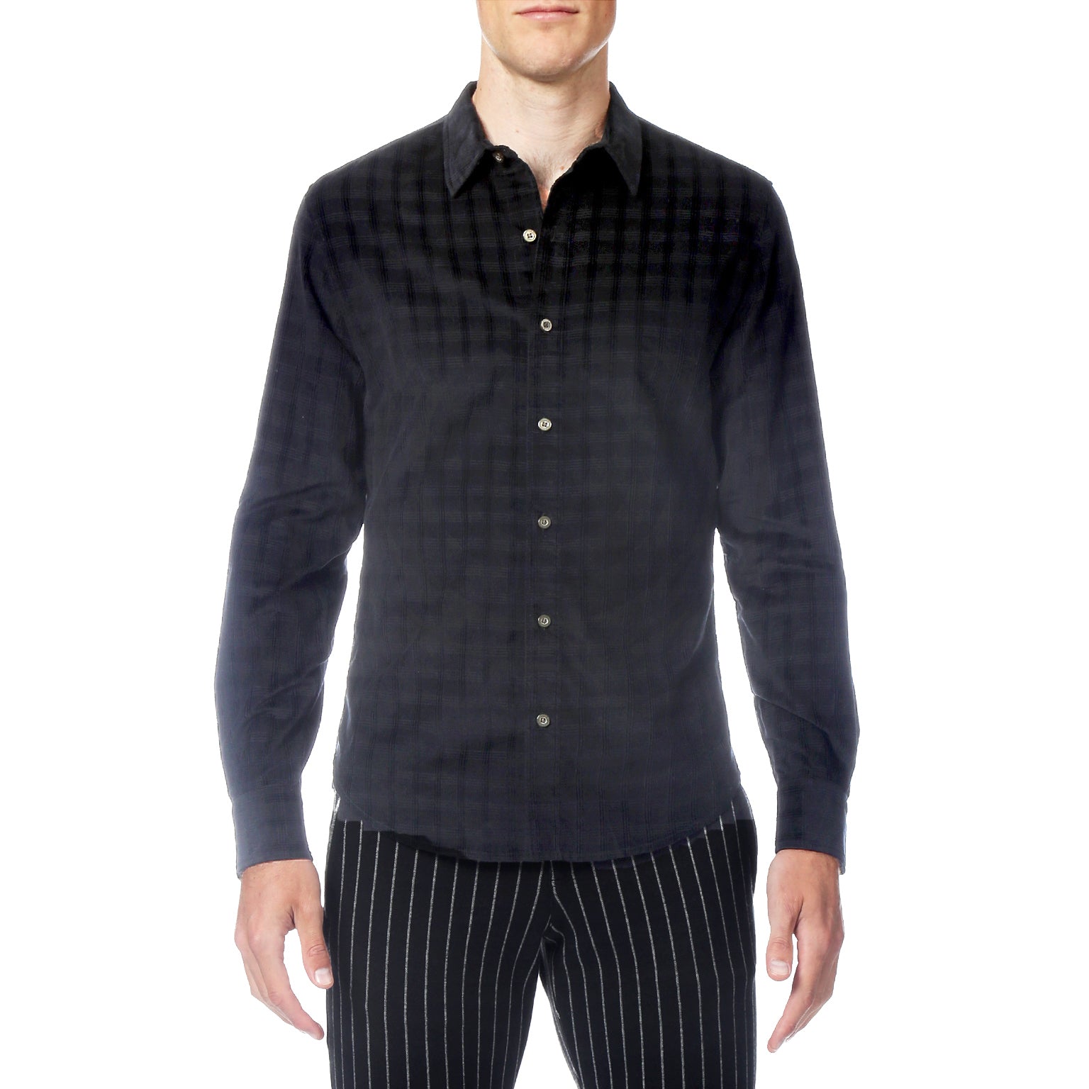 SAVE 70%- Black Corduroy Check Shirt