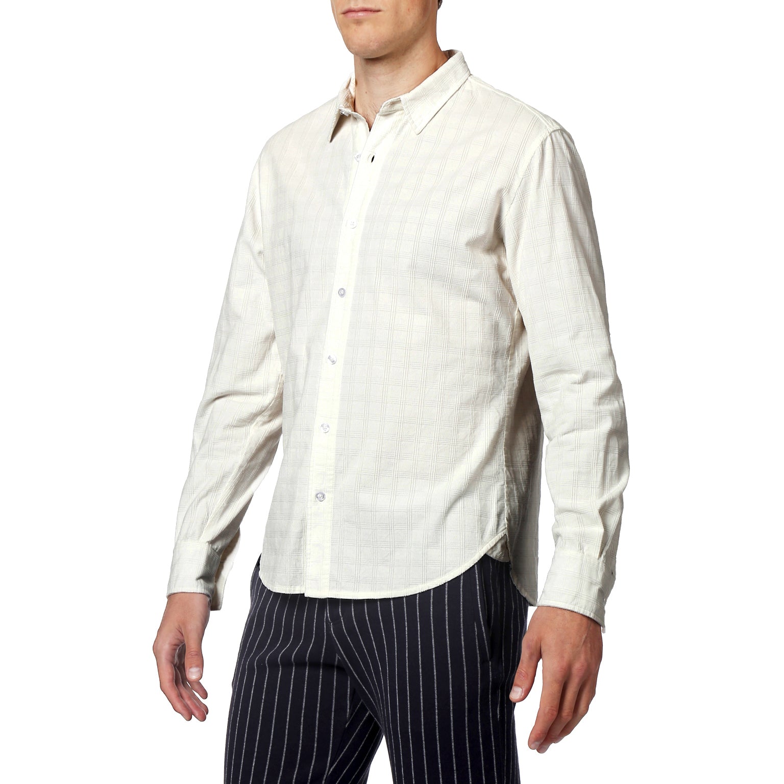 Winter White Corduroy Check Shirt