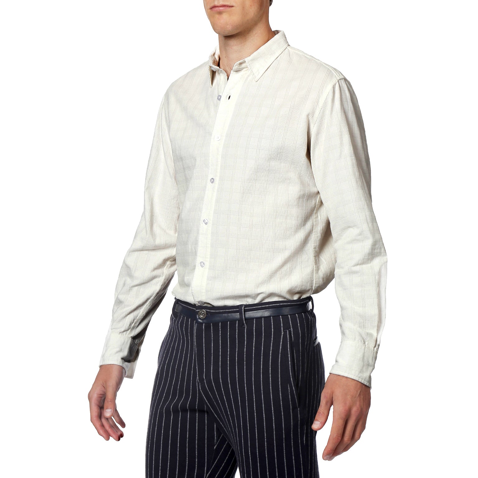 Winter White Corduroy Check Shirt