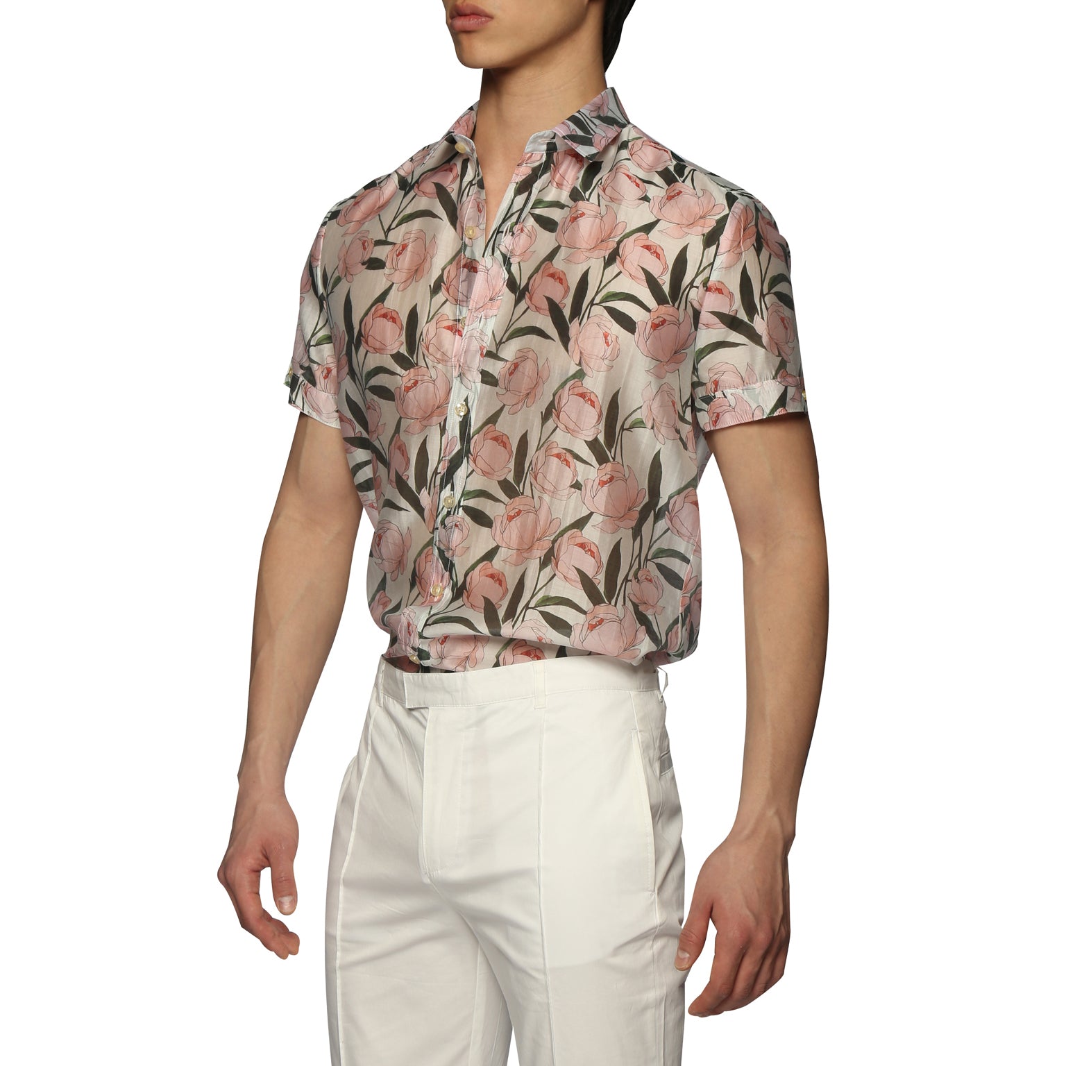 SAVE 70%- Pink Tivoli Print Biscayne Shirt - parke & ronen