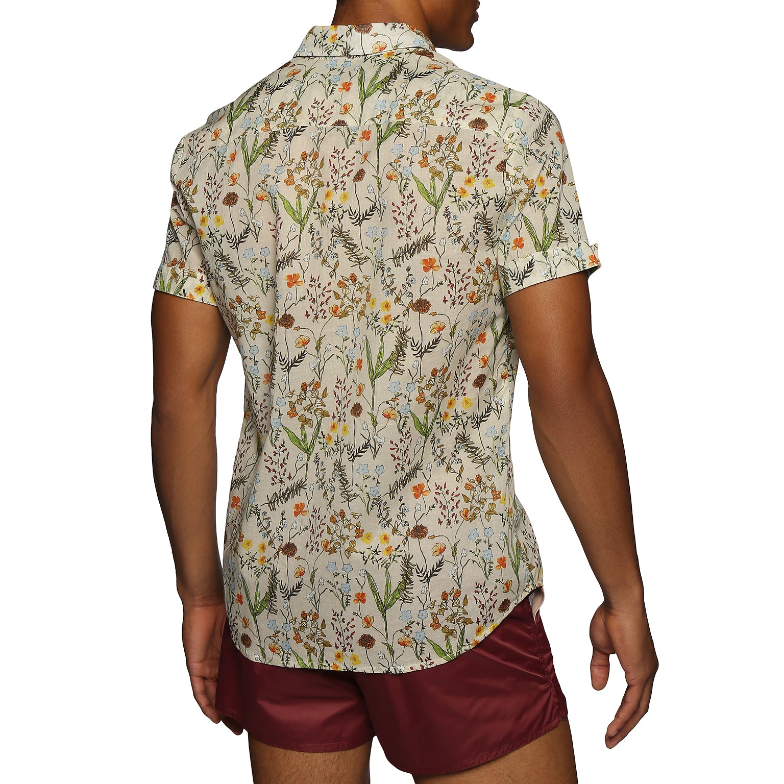 NEW RESORT '25- Wild Flowers Khaki Printed Biscayne Shirt - parke & ronen
