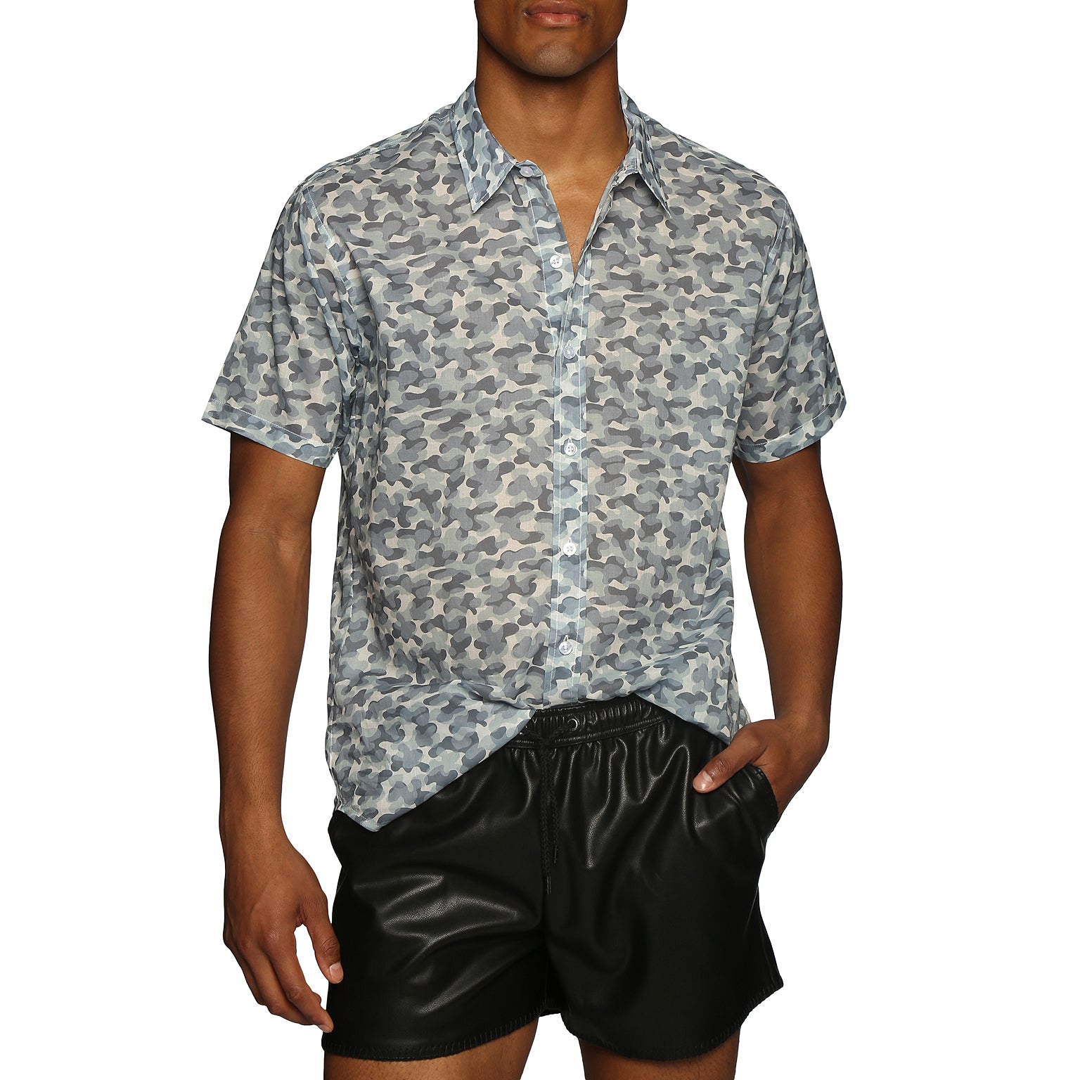 NEW RESORT '25- Cloud Leopard Pewter Terrazzo Shirt - parke & ronen