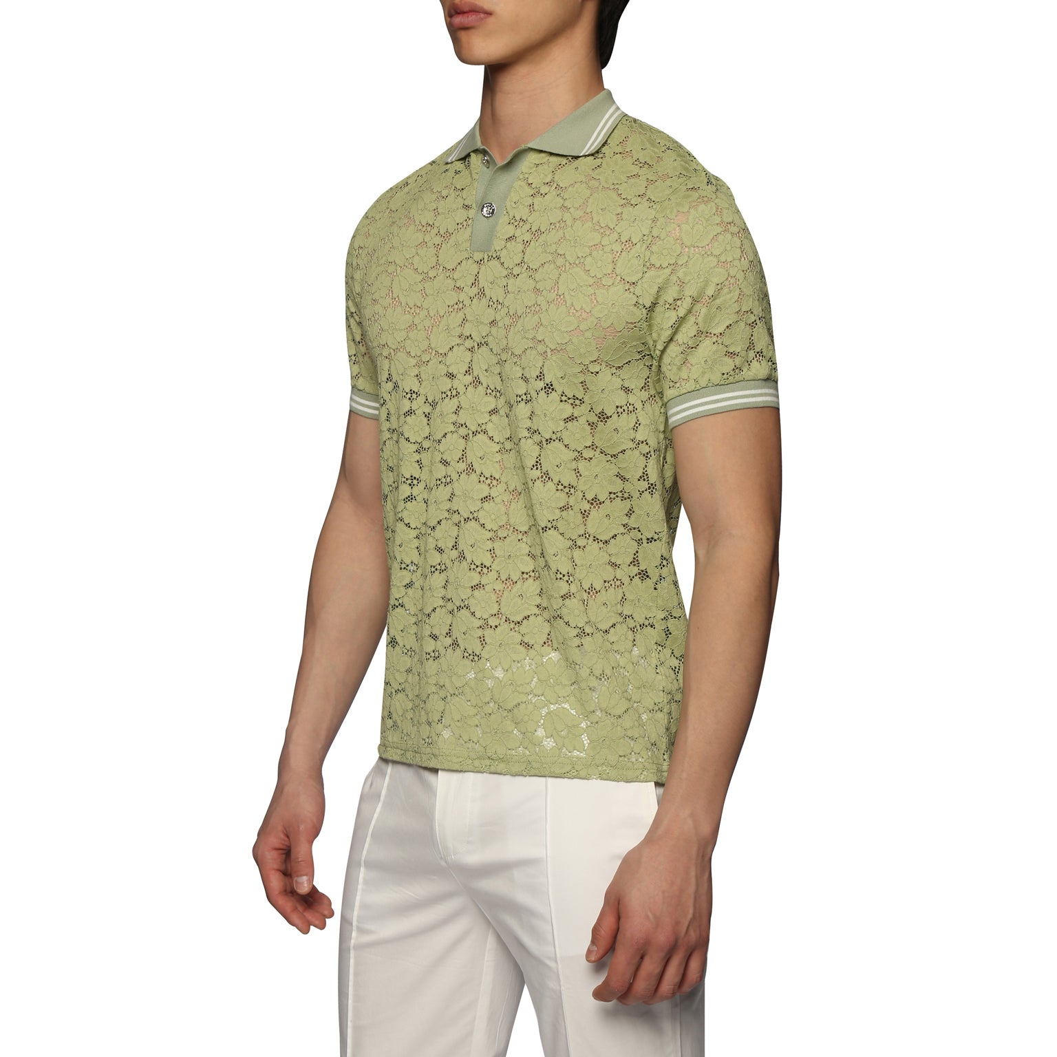 SPRING '24- Green San Marco Stretch Lace Polo