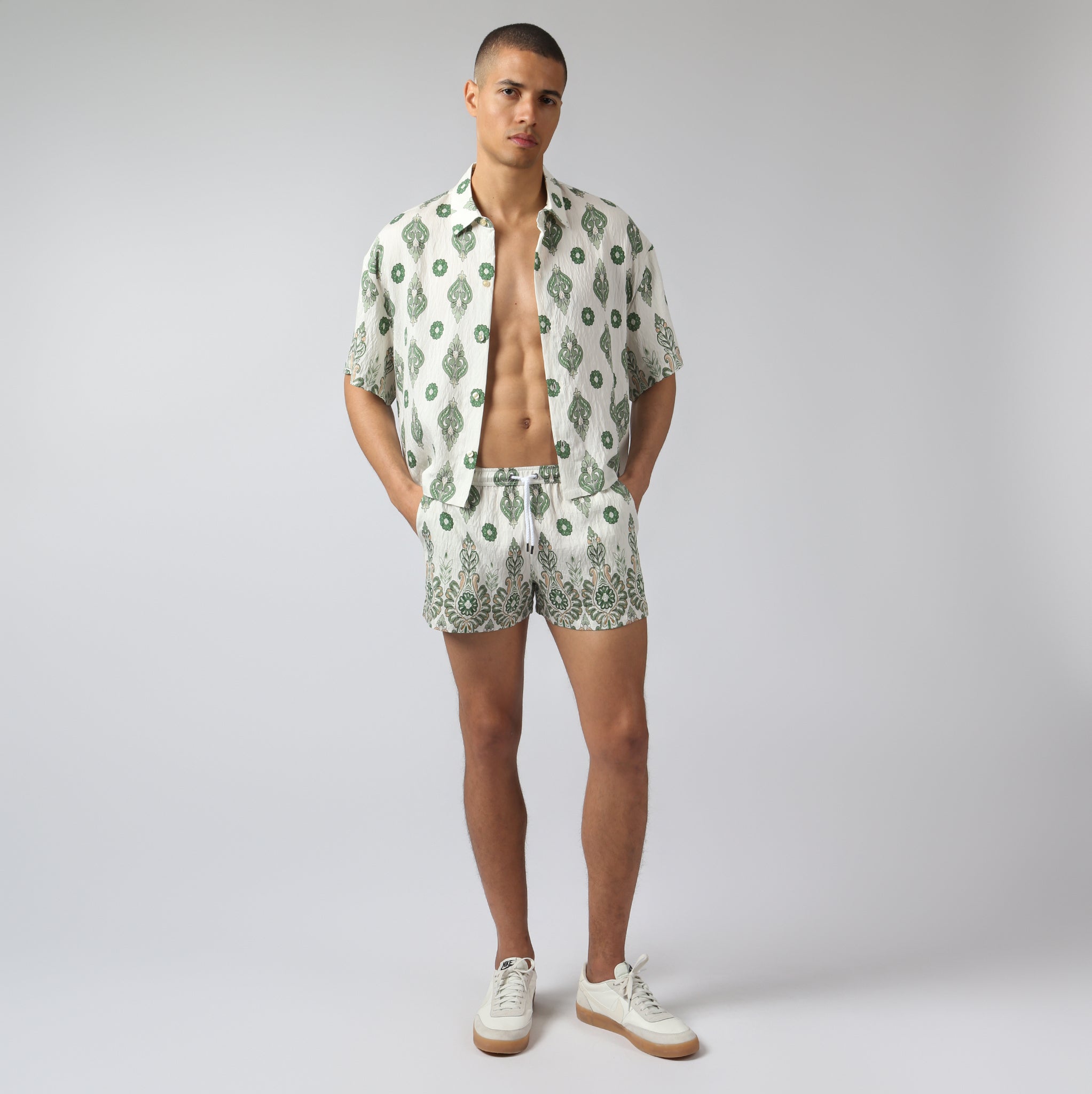 NEW- Emerald Medallion Printed Camp Shirt