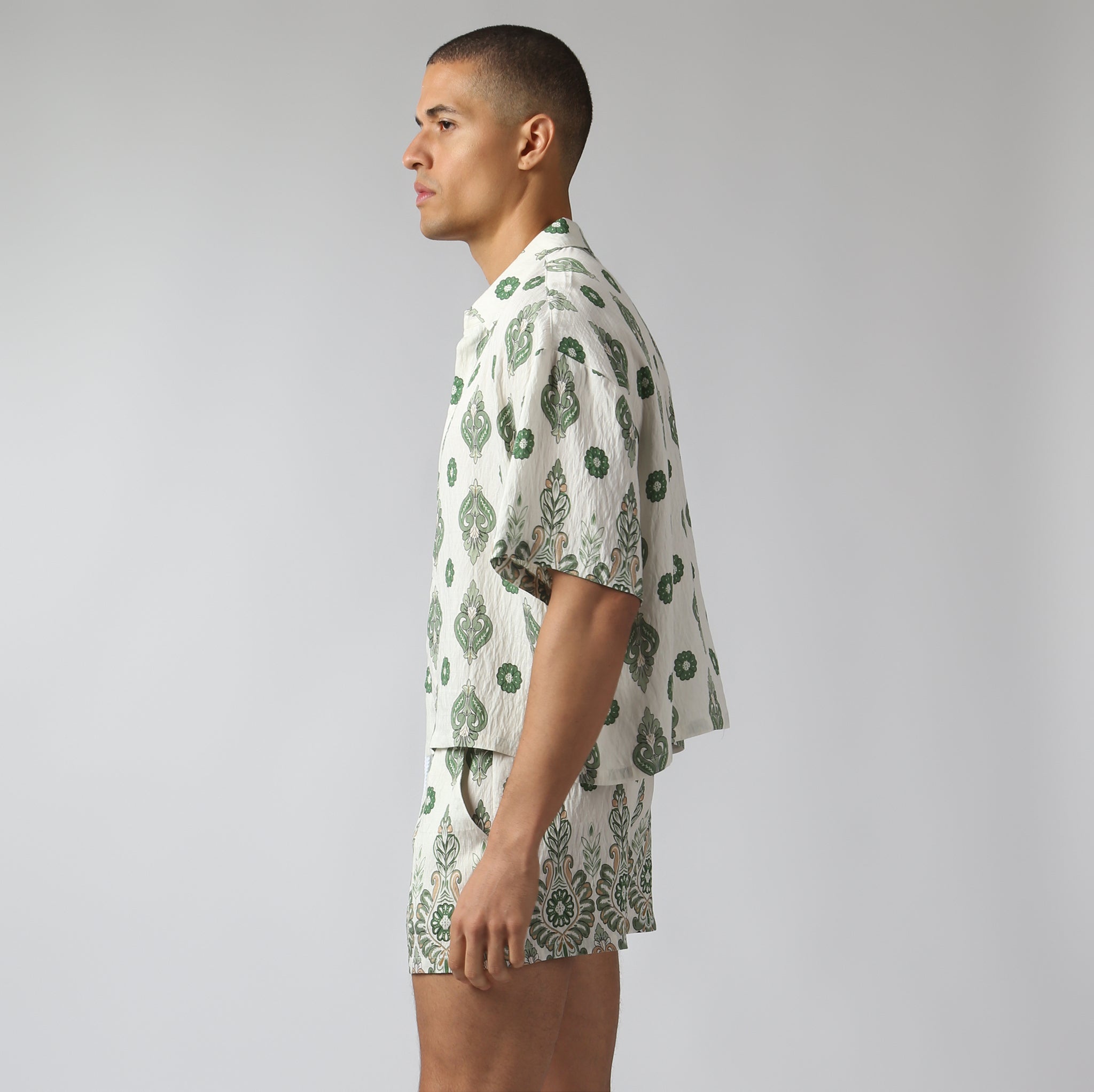 NEW- Emerald Medallion Printed Camp Shirt