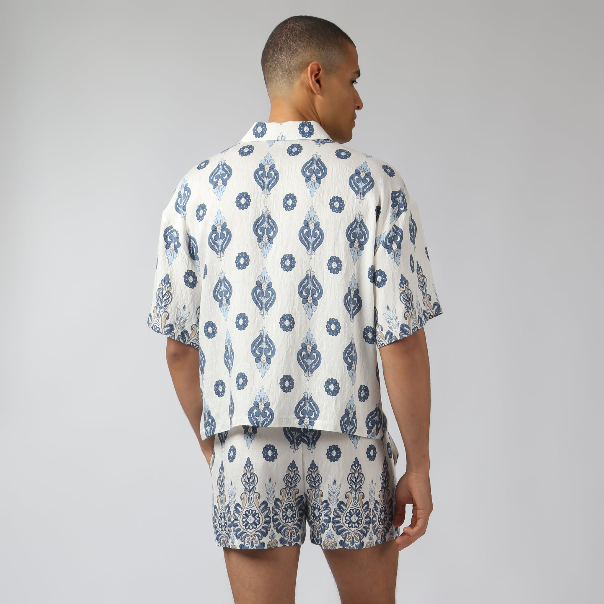 NEW- Lapis Medallion Printed Camp Shirt