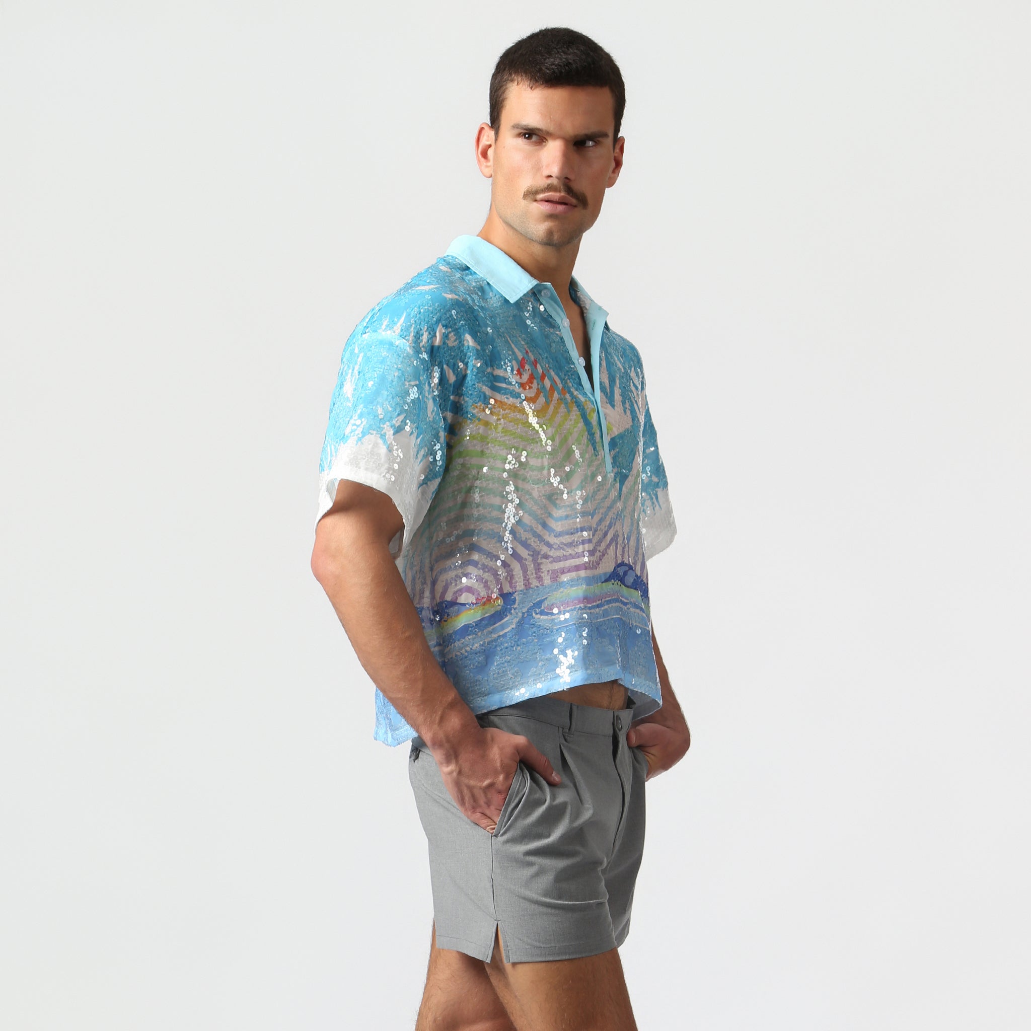NEW- Azure Sequin Praia Shirt