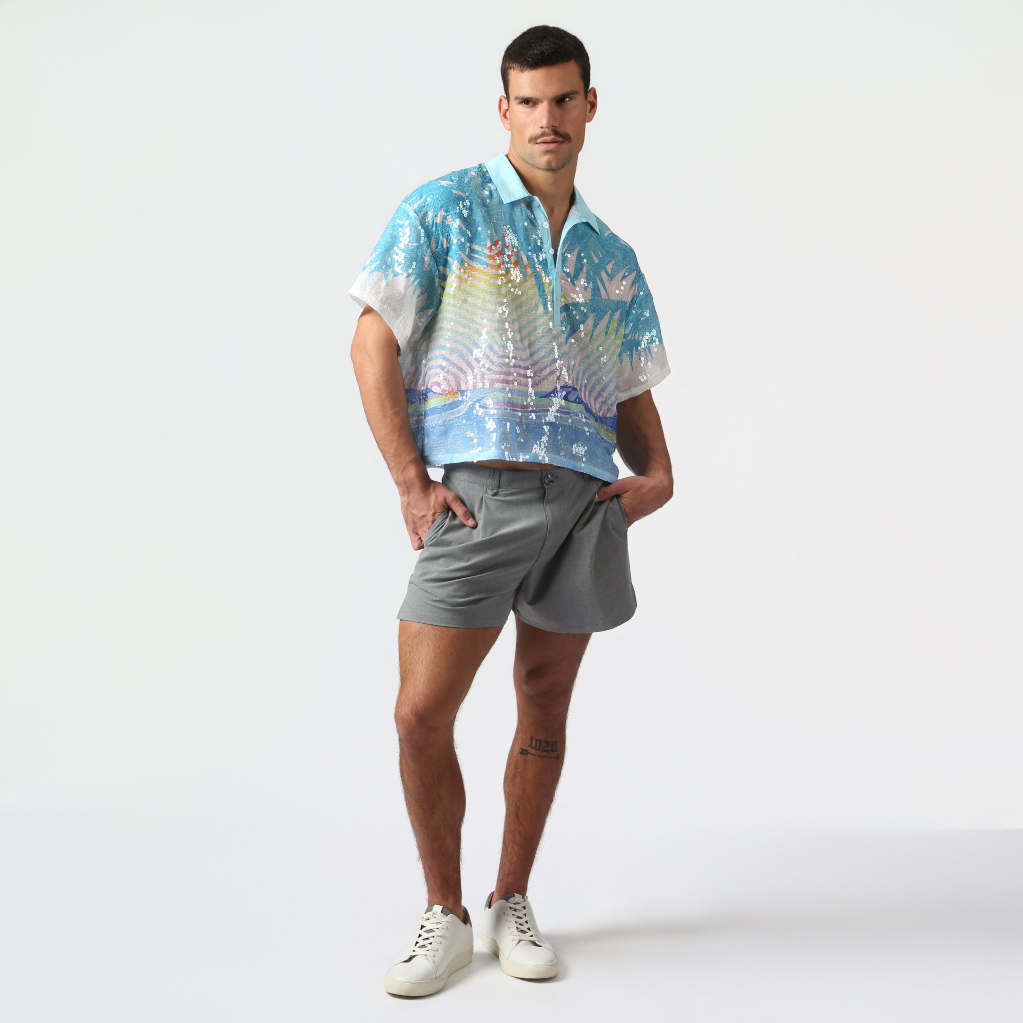 NEW- Azure Sequin Praia Shirt