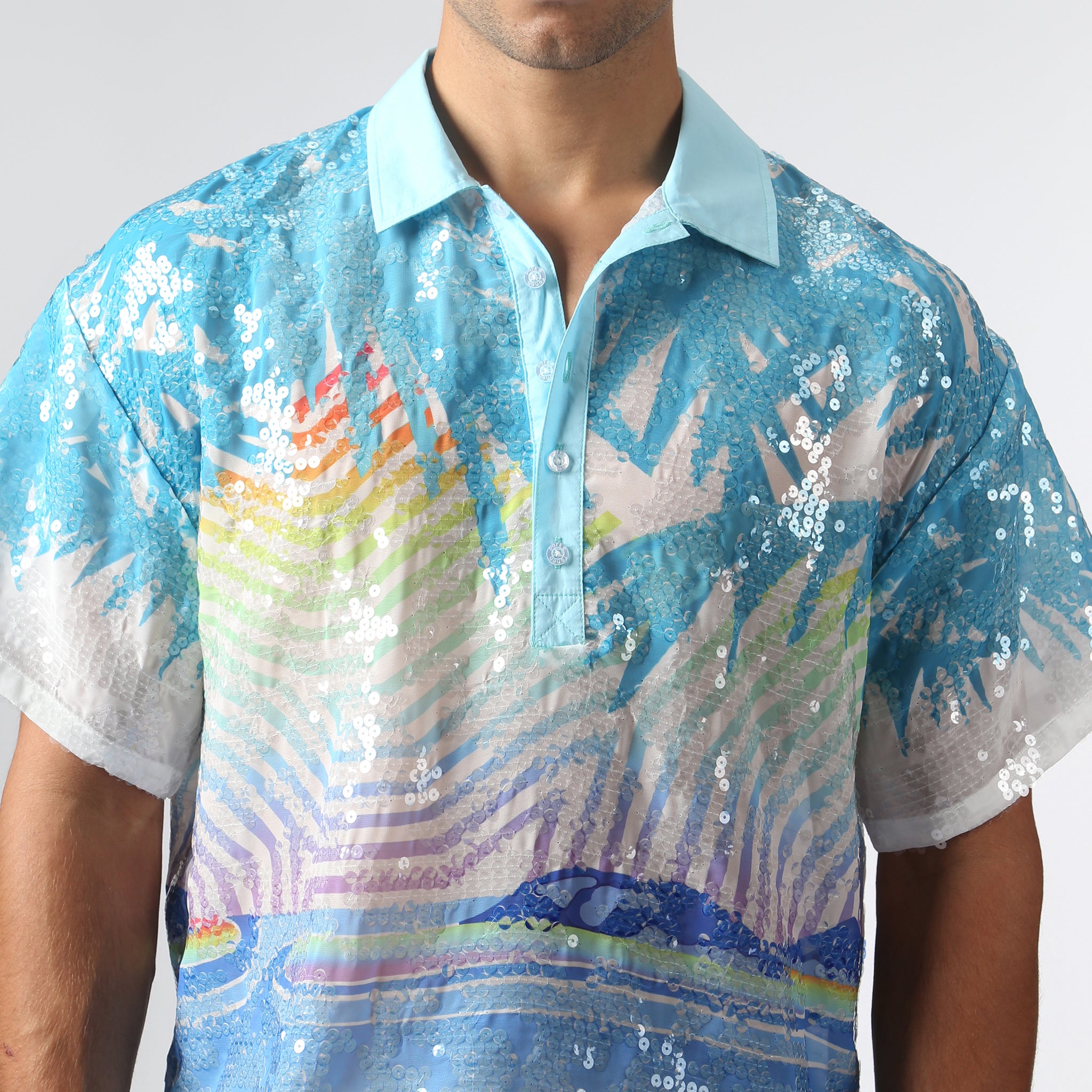 NEW- Azure Sequin Praia Shirt