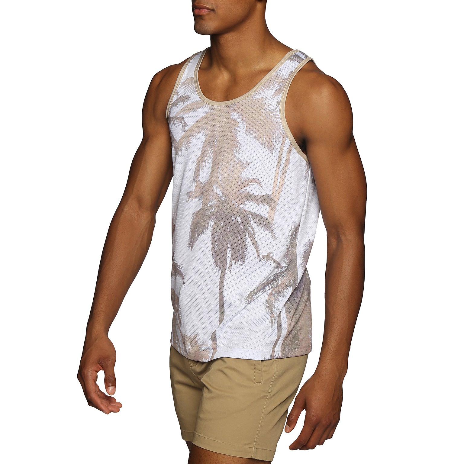 NEW RESORT '25- Palm Royale Tan Printed Mesh Tank - parke & ronen