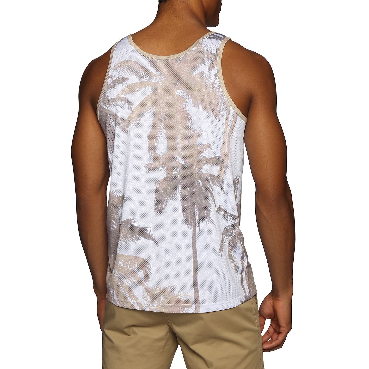 NEW RESORT '25- Palm Royale Tan Printed Mesh Tank - parke & ronen