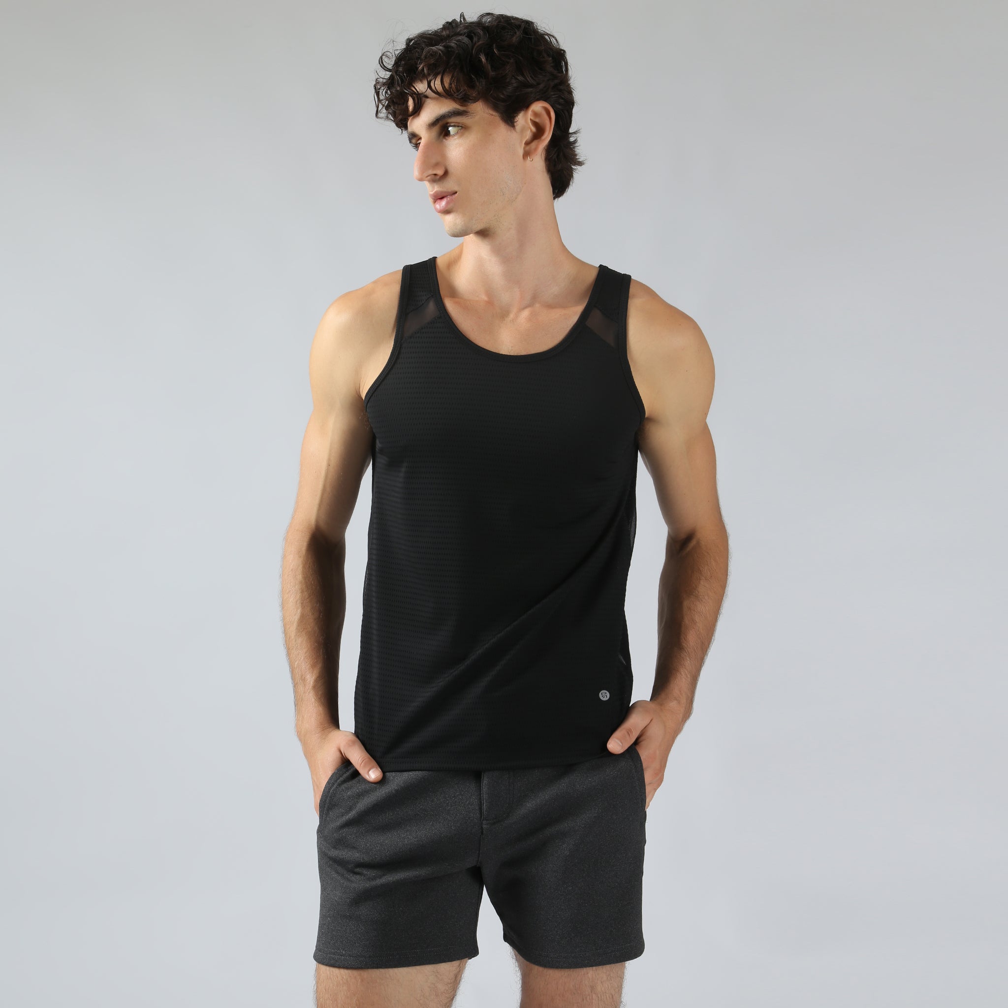 ACTIONWEAR Black Arena Mesh Tank
