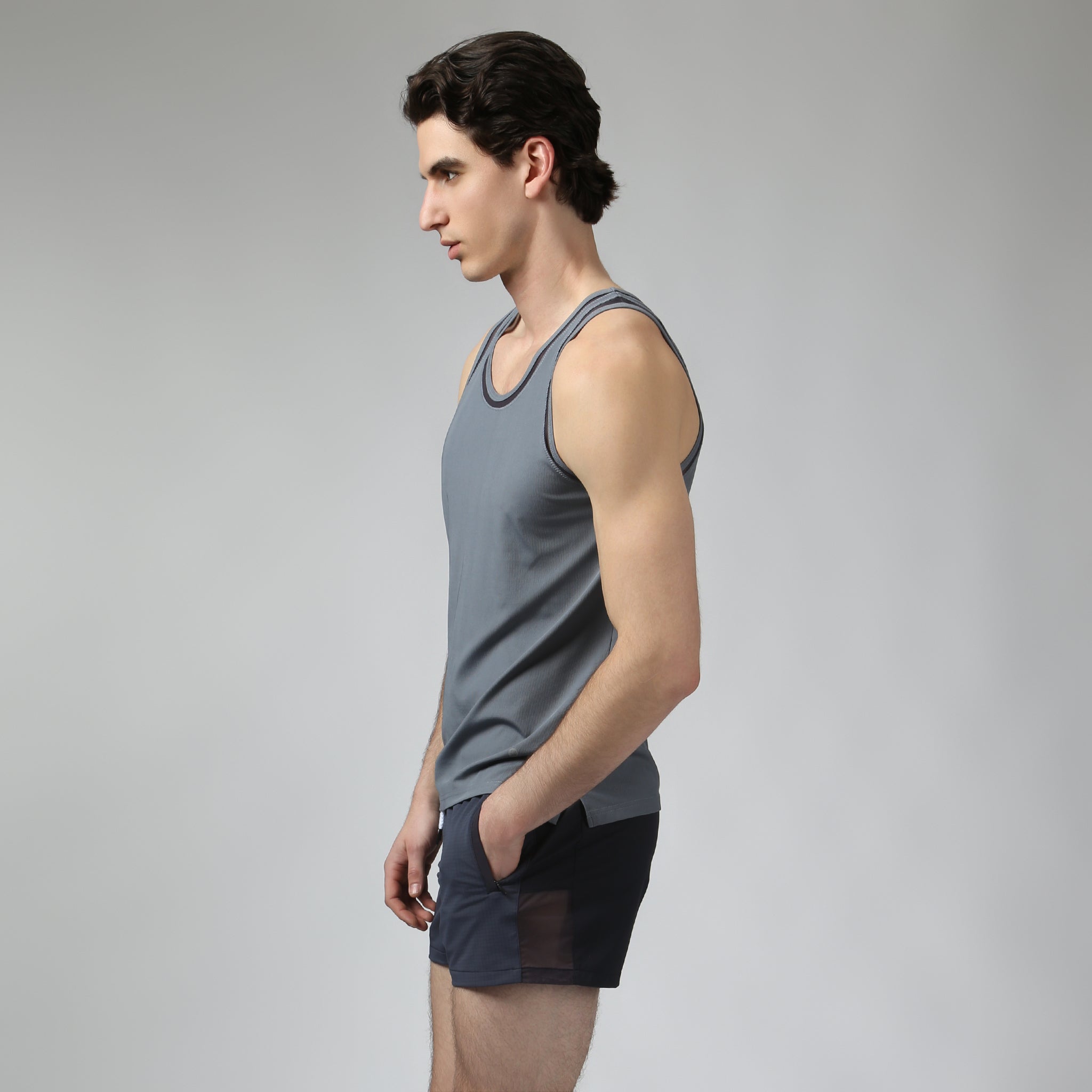 Quartz Grey Tempo Training Tank - Parke & Ronen