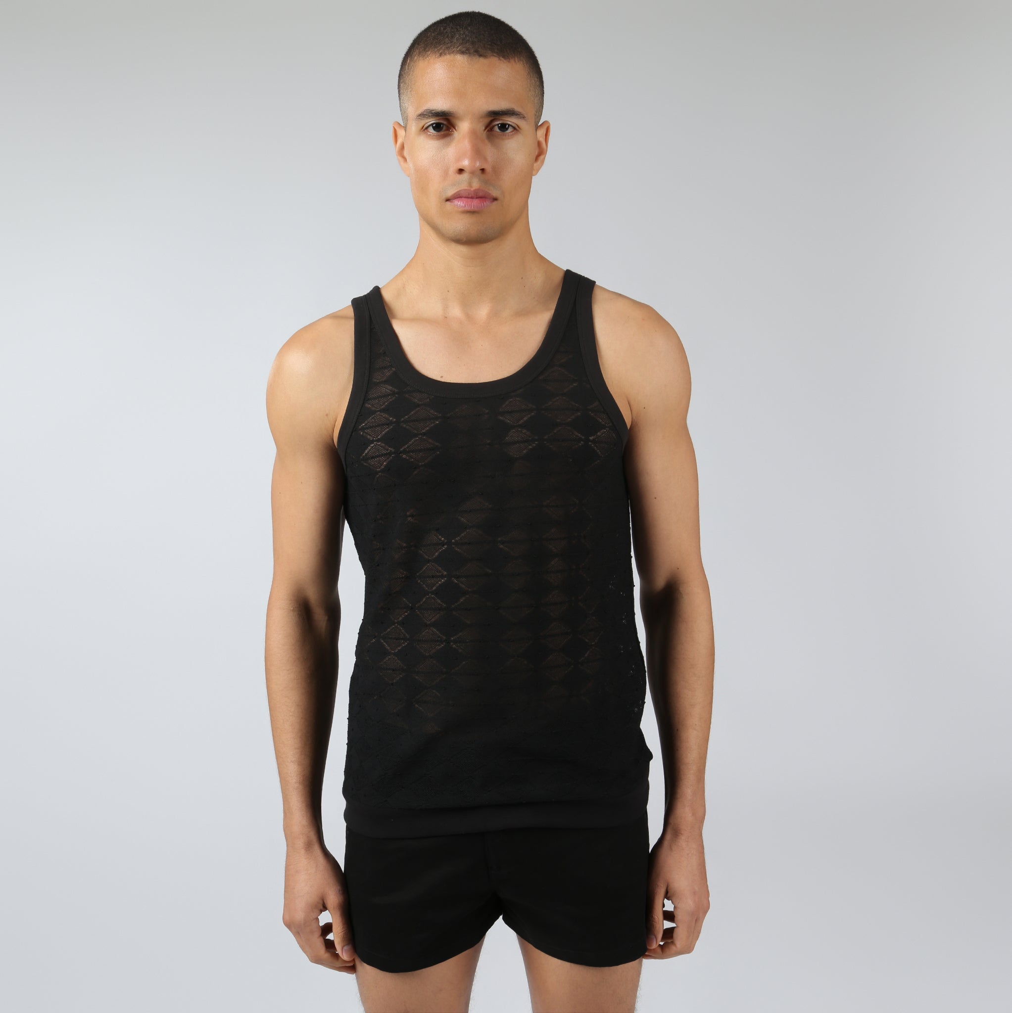 NEW- Black Chevron Lace Tank