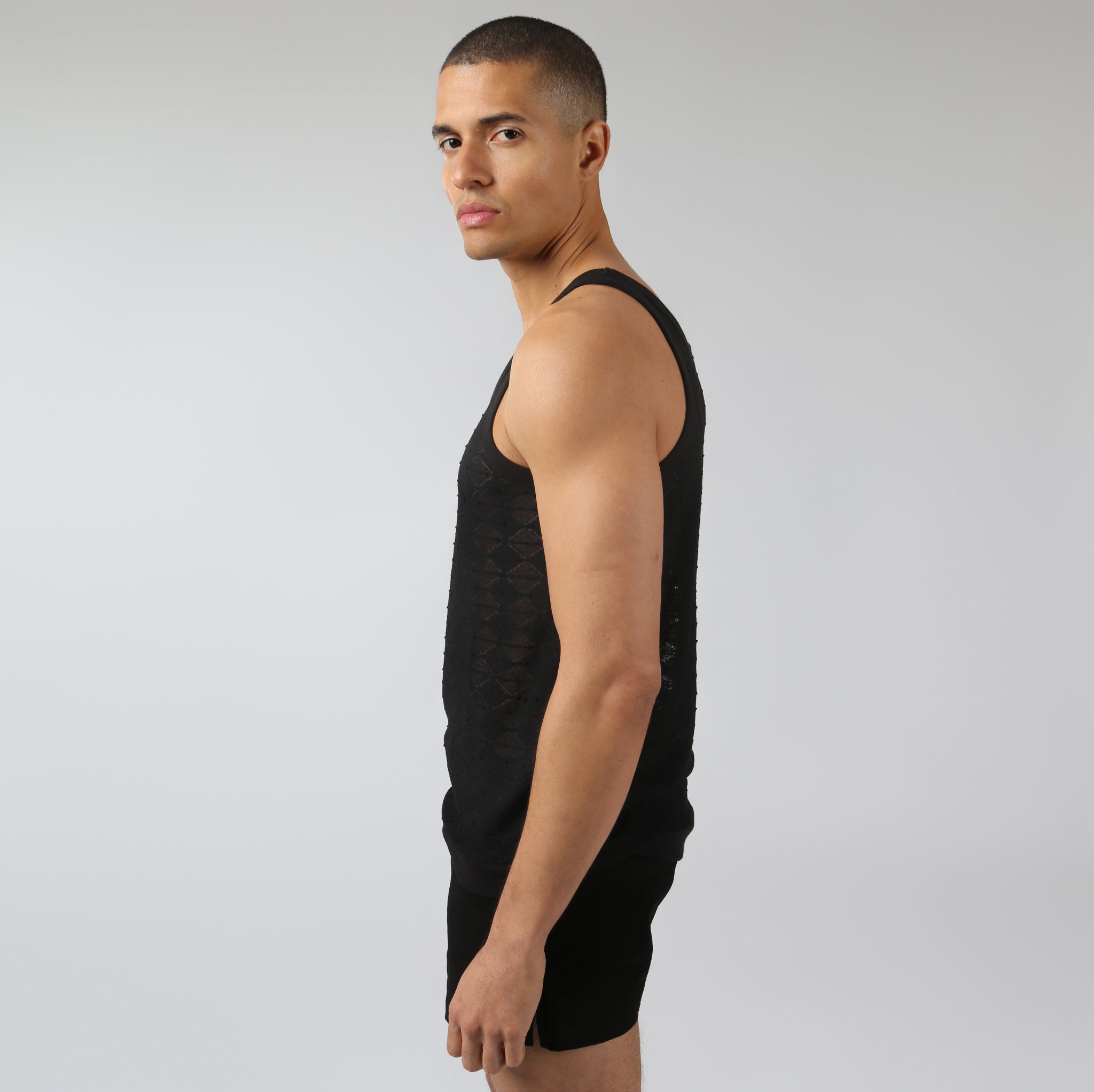 NEW- Black Chevron Lace Tank