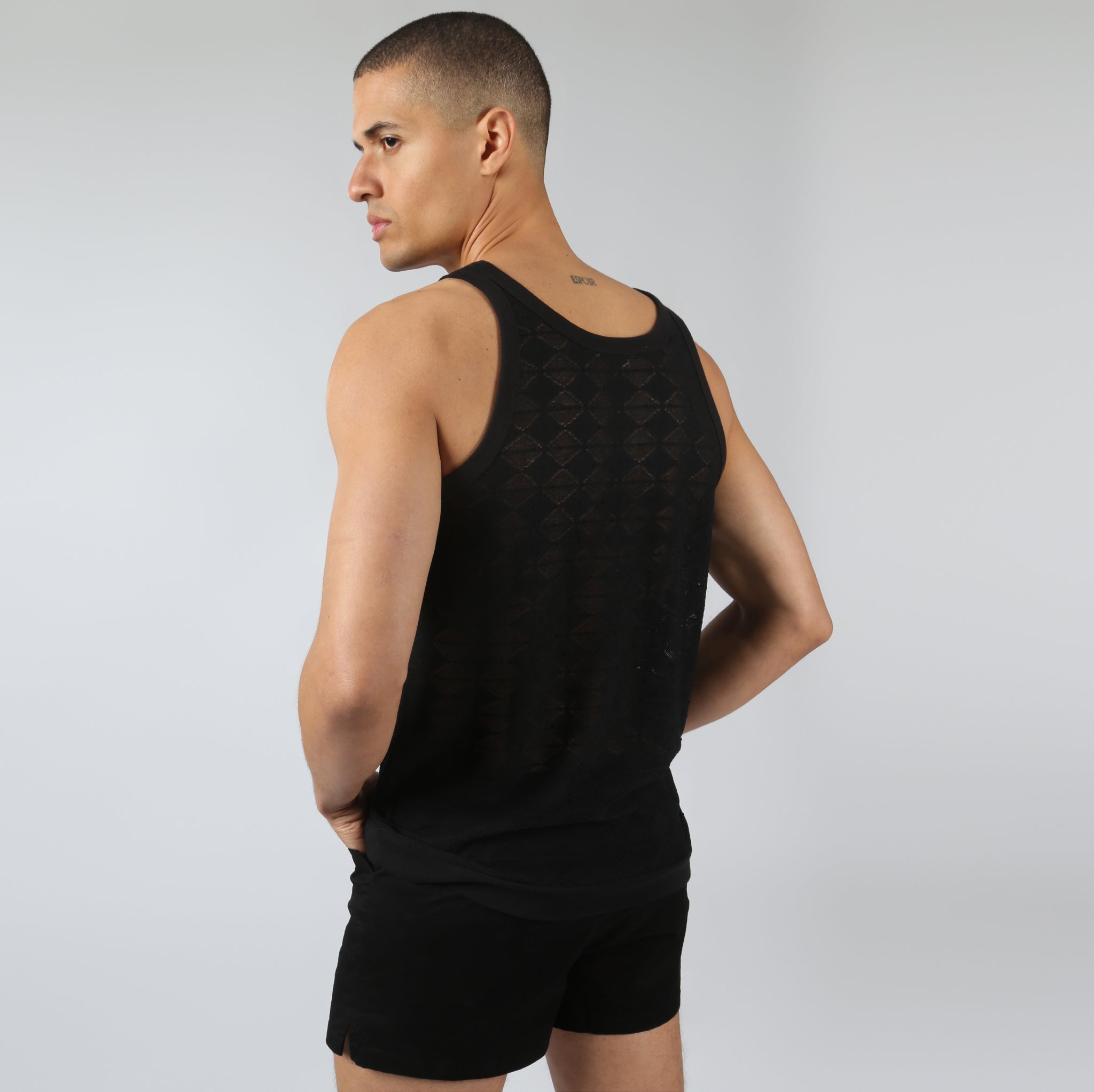 NEW- Black Chevron Lace Tank