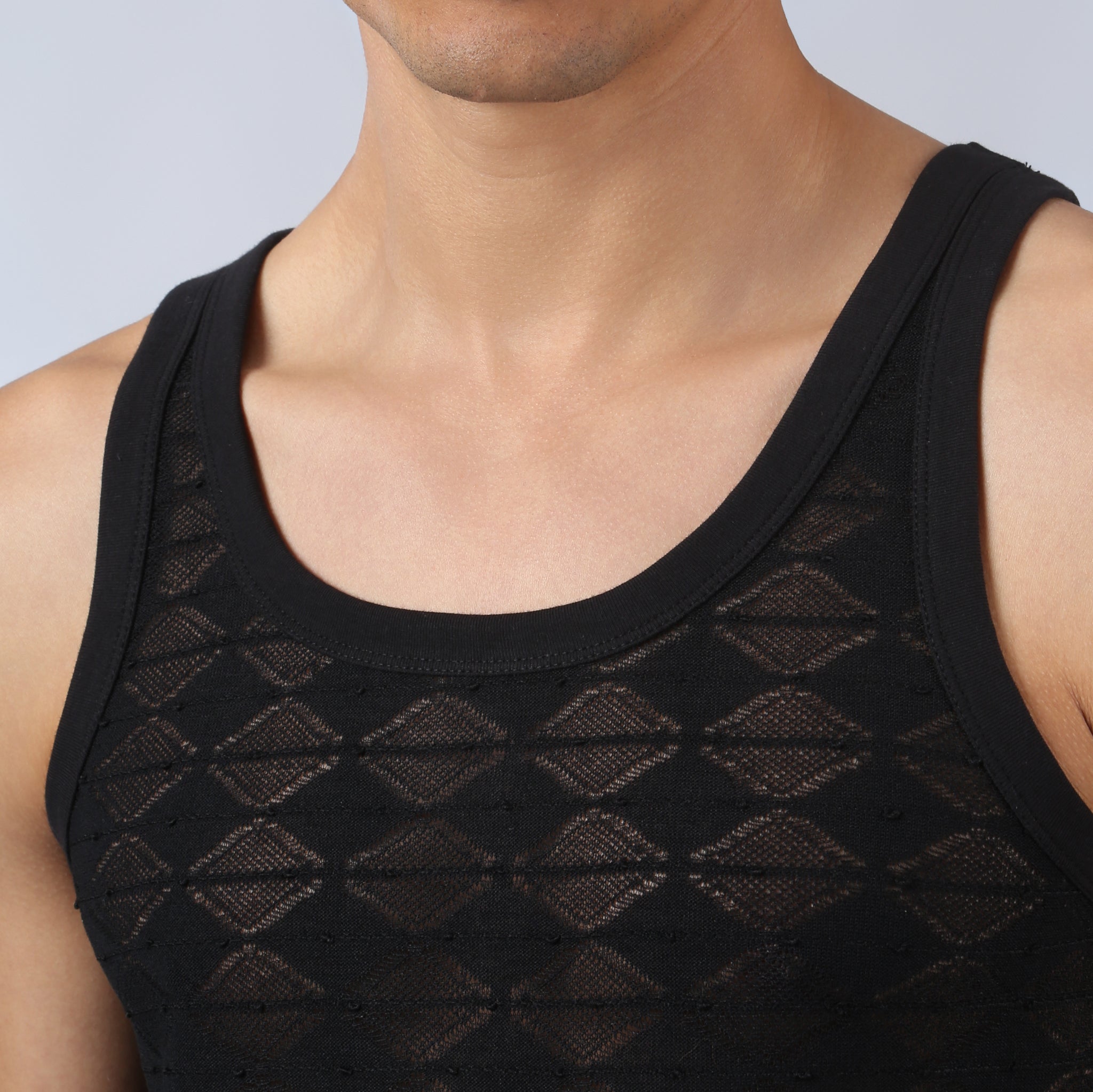 NEW- Black Chevron Lace Tank