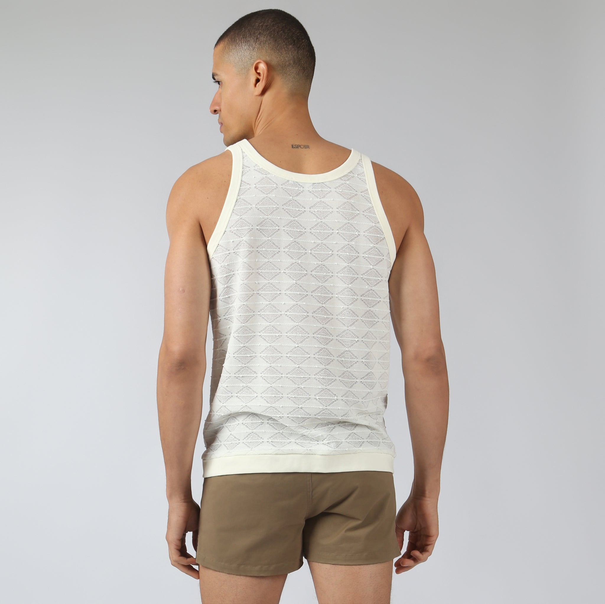 NEW- Ivory Chevron Lace Tank