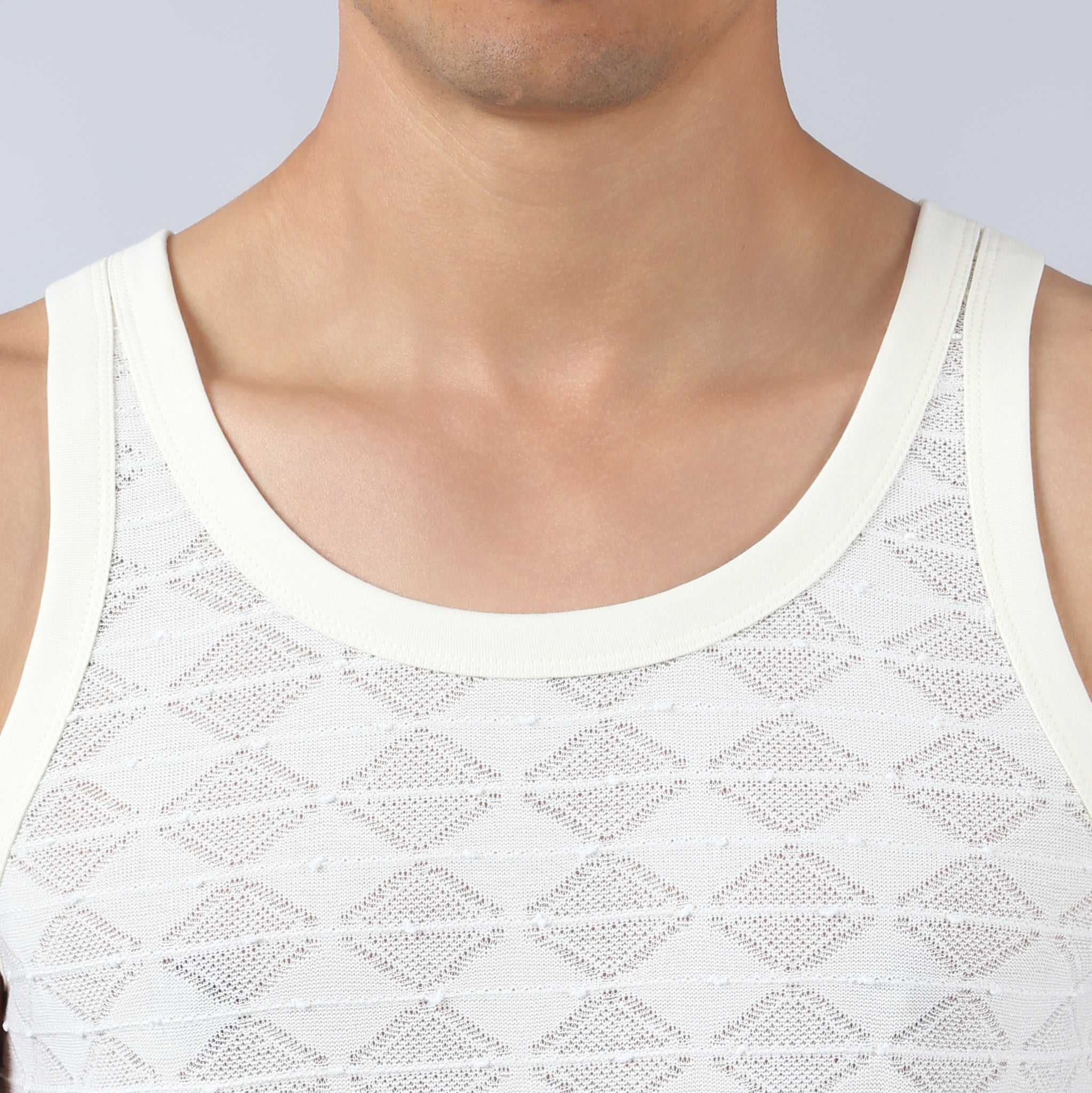 NEW- Ivory Chevron Lace Tank