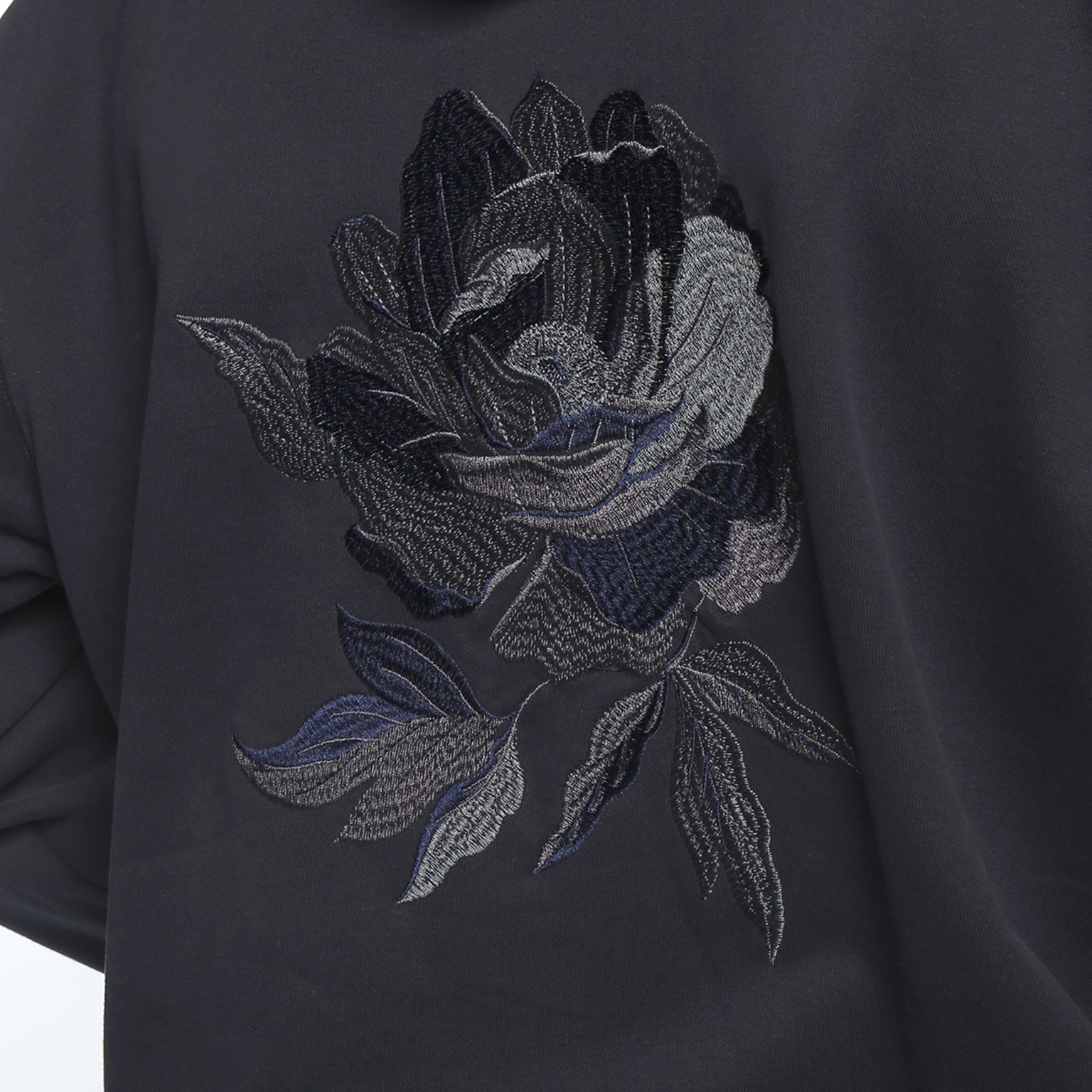 RESORT '24- Marine Blue Bouquet Embroidered Hoodie