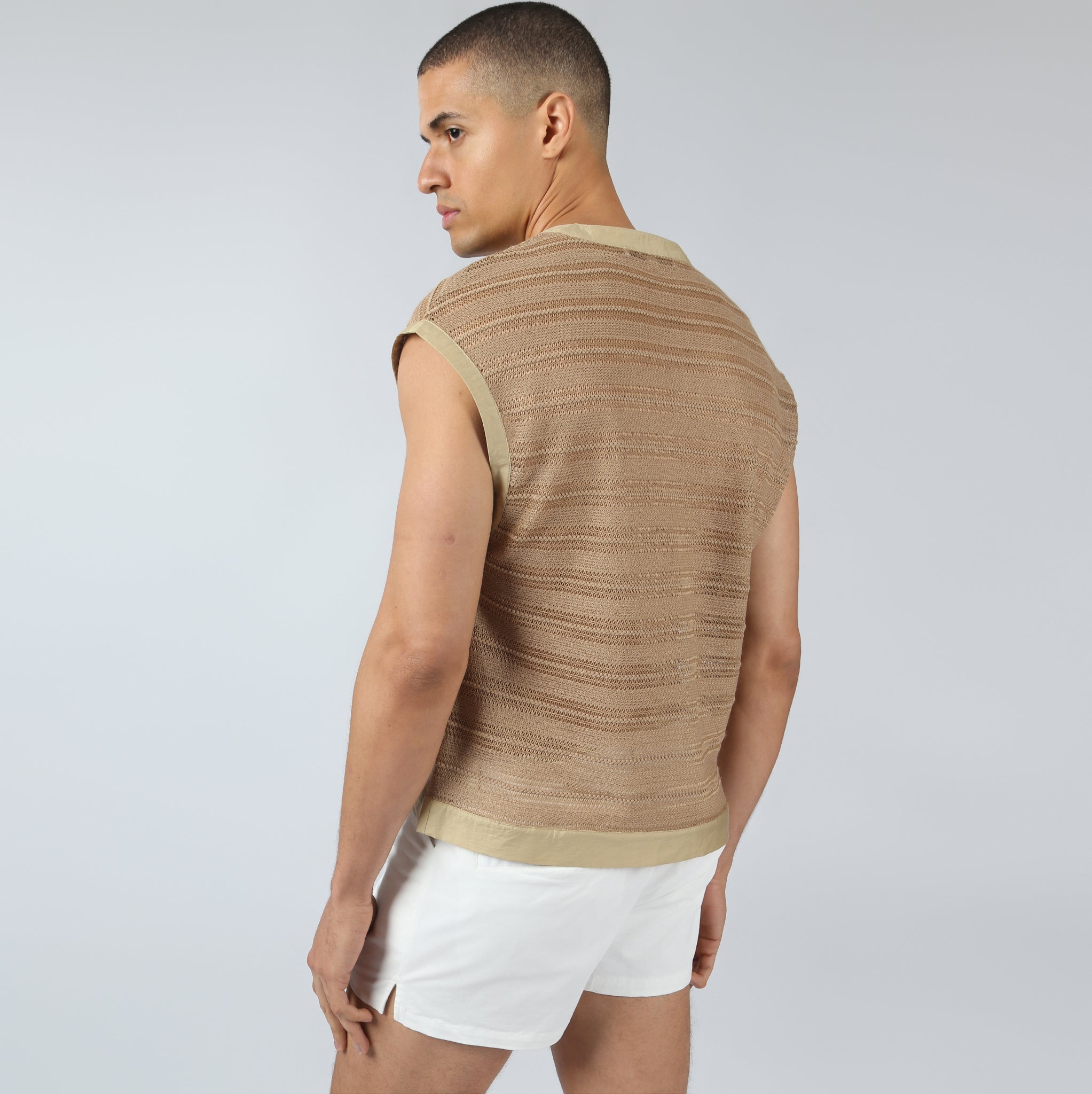 NEW- Sun Tan Sundown Knit Sleeveless Henley