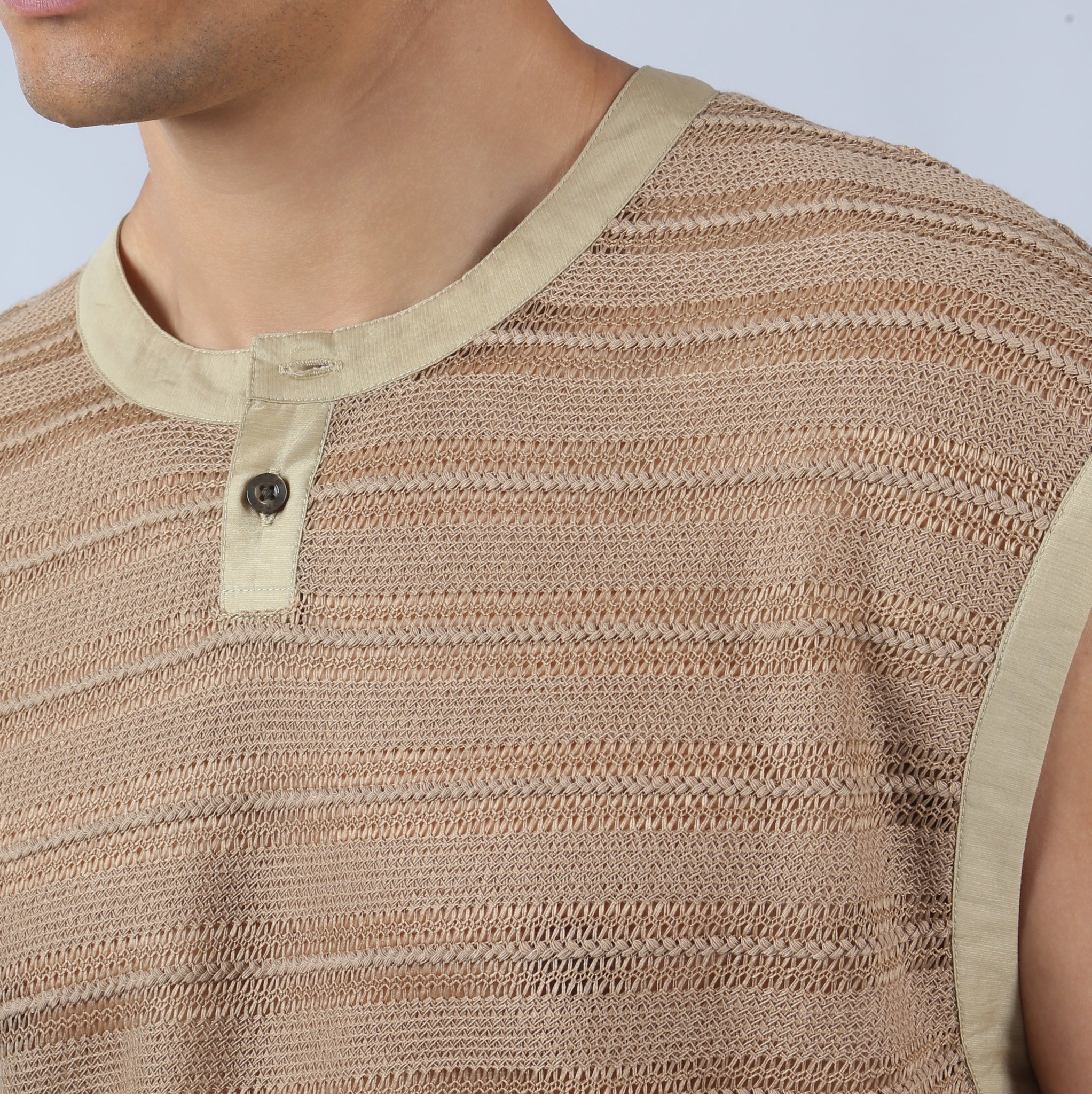 NEW- Sun Tan Sundown Knit Sleeveless Henley