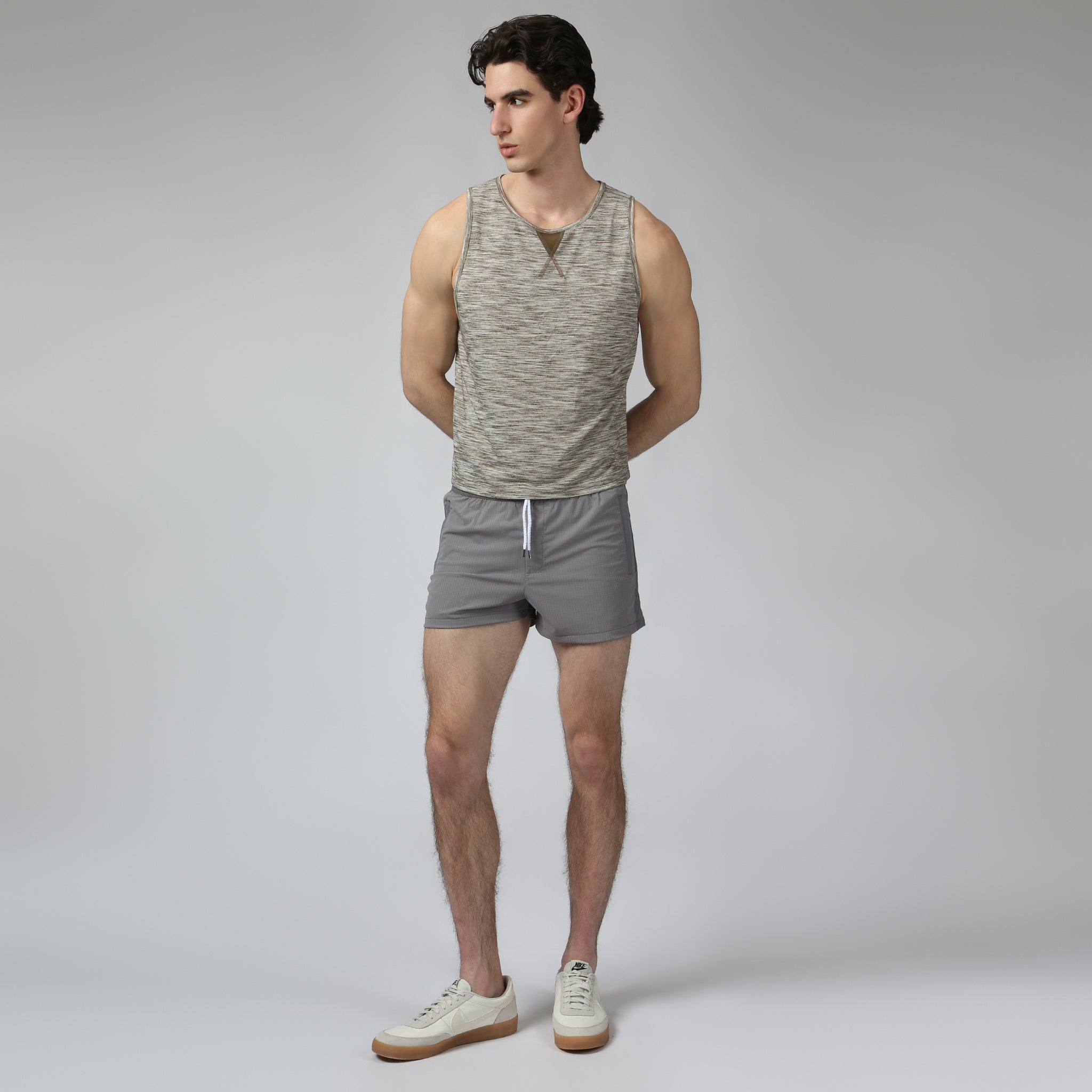 Heather Sand Melange Training Camp Muscle Tee - Parke & Ronen