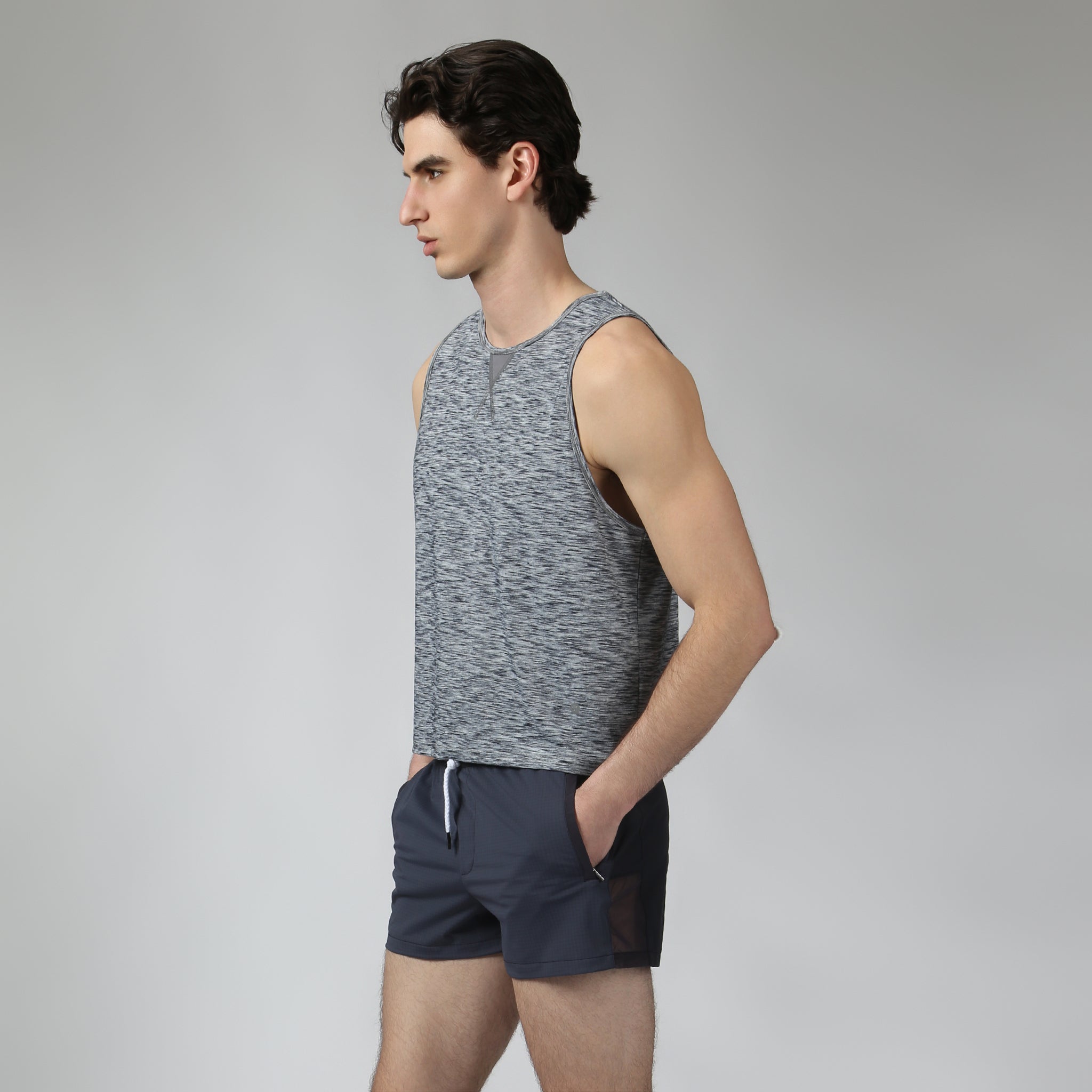 Heather Grey Melange Training Camp Muscle Tee - Parke & Ronen