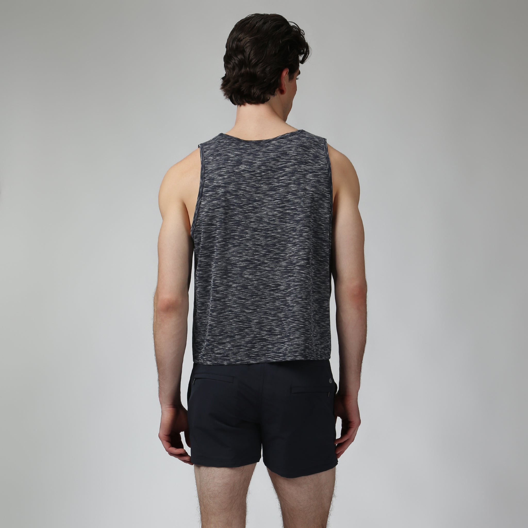 Heather Navy Melange Training Camp Muscle Tee - Parke & Ronen