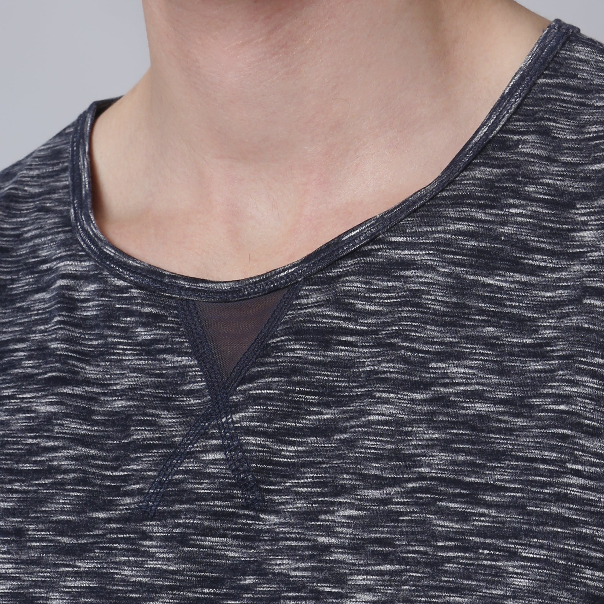 Heather Navy Melange Training Camp Muscle Tee - Parke & Ronen