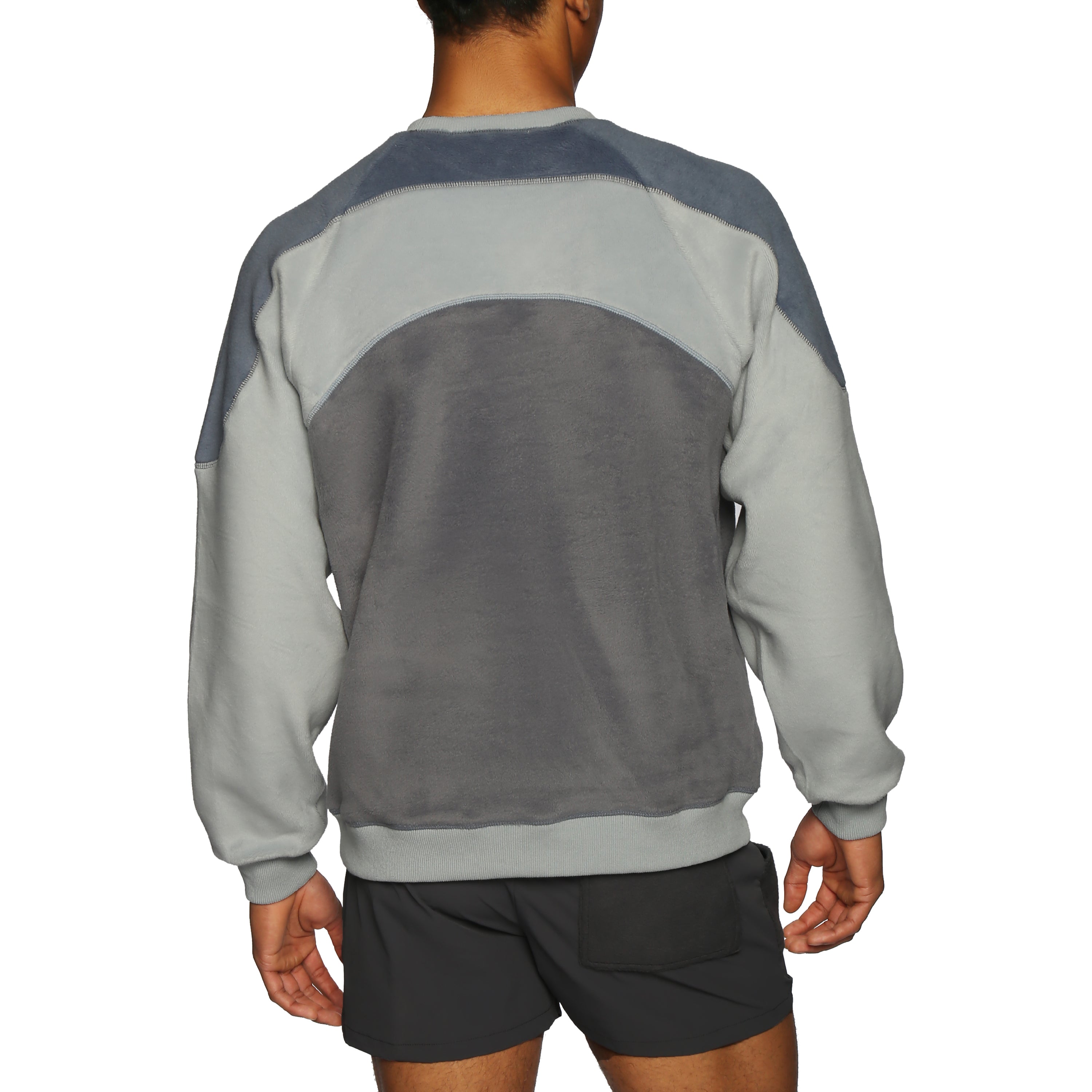 ACTIONWEAR Chambray Ushuaia Fleece Color Block Sweatshirt - parke & ronen