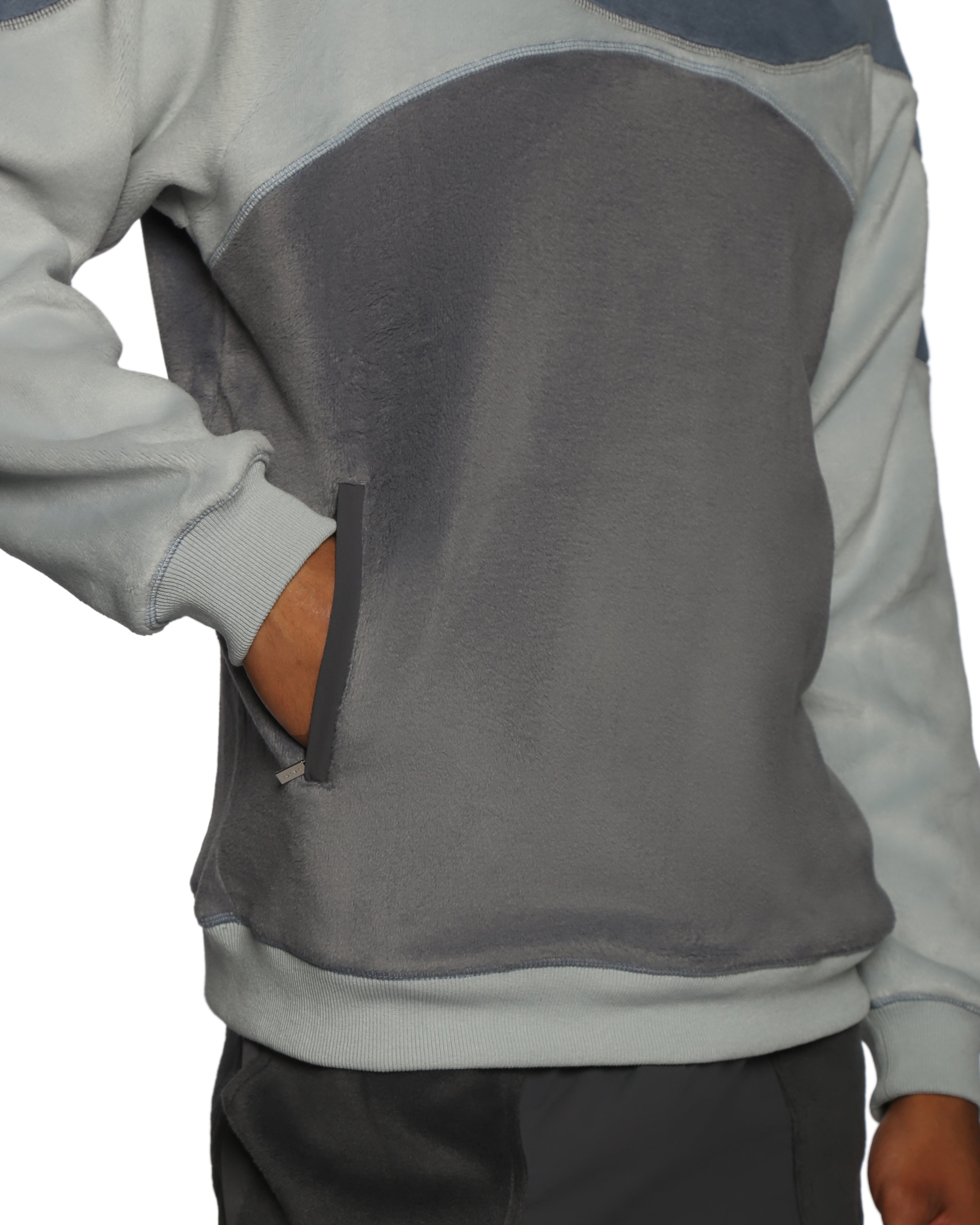 ACTIONWEAR Chambray Ushuaia Fleece Color Block Sweatshirt - parke & ronen