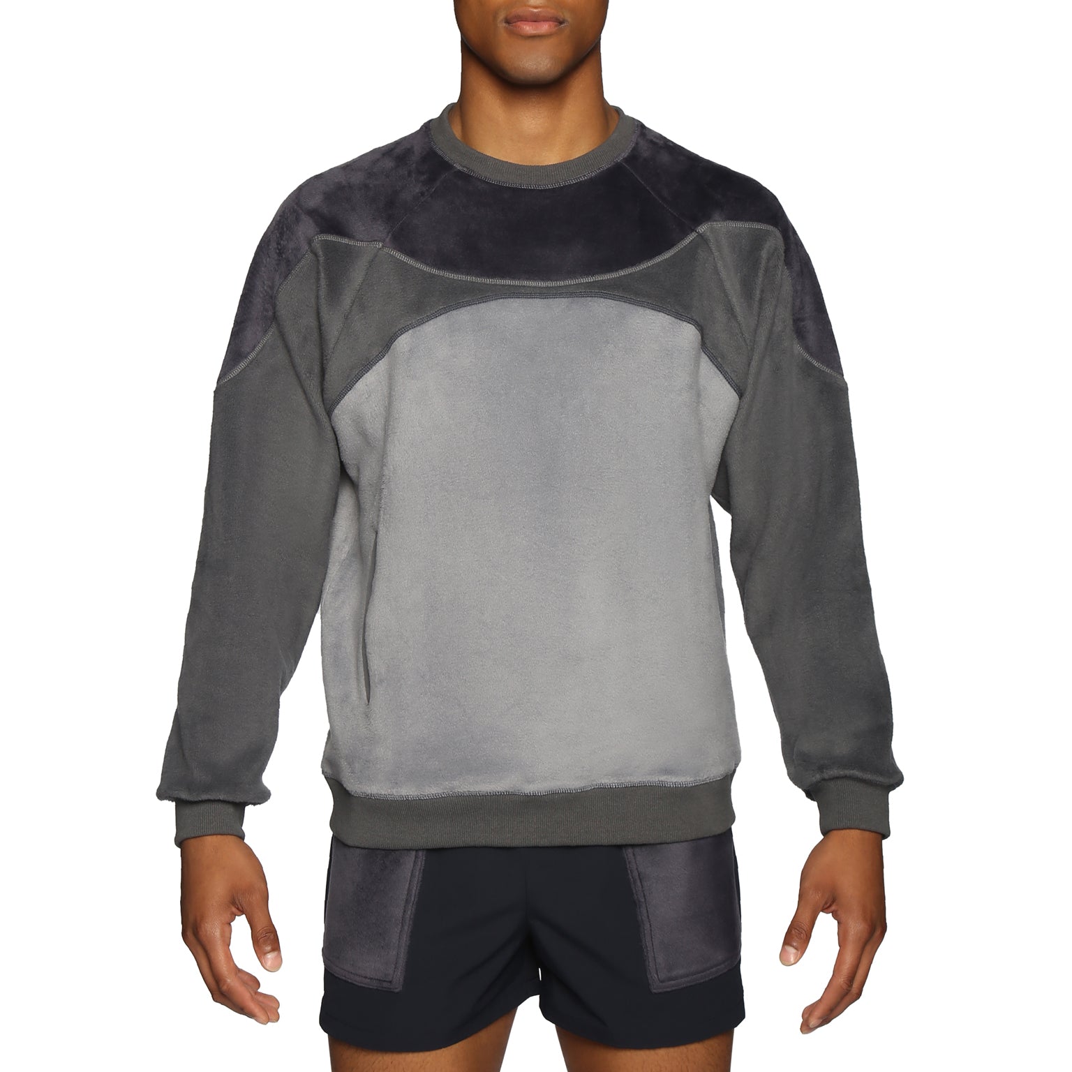 ACTIONWEAR Indigo Ushuaia Fleece Color Block Sweatshirt - parke & ronen