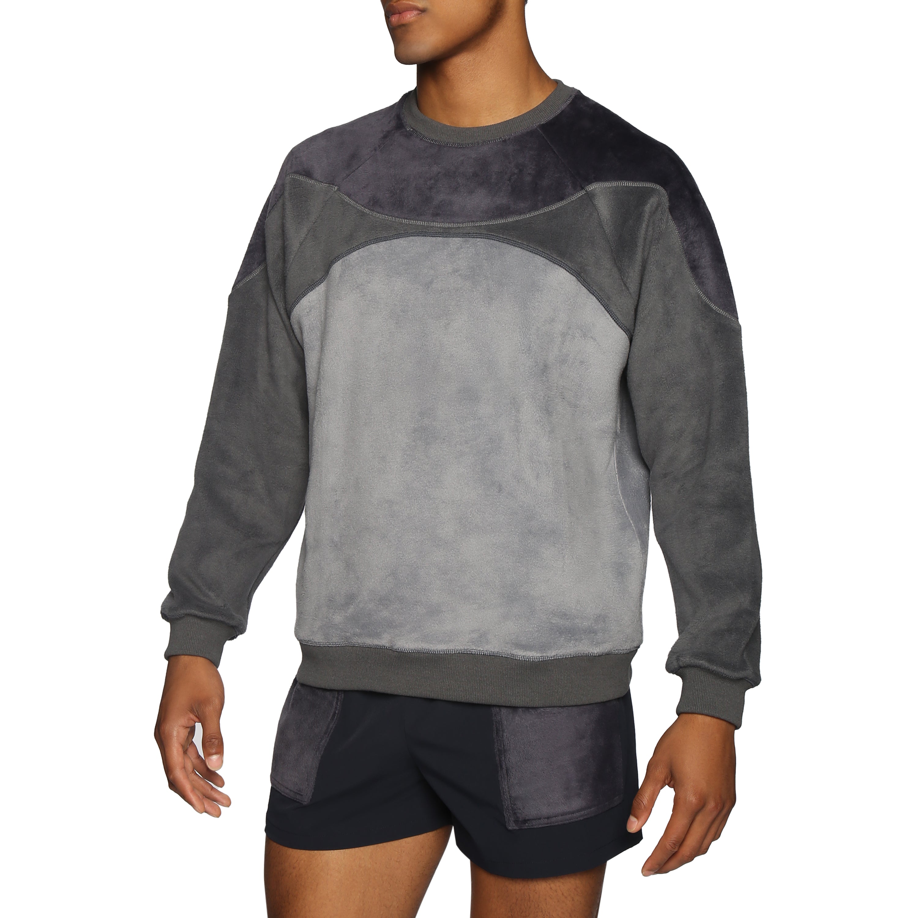 ACTIONWEAR Indigo Ushuaia Fleece Color Block Sweatshirt - parke & ronen