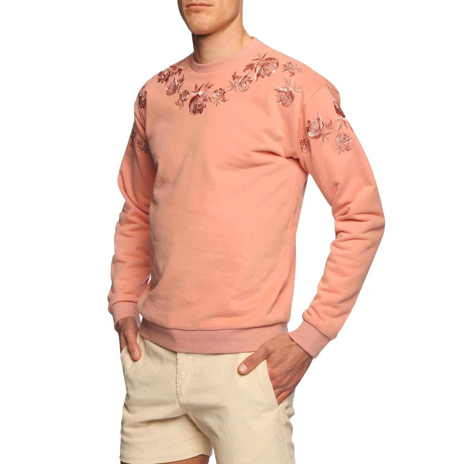 SAVE 70%- Etruscan Pink Bouquet Embroidered Sweatshirt - parke & ronen