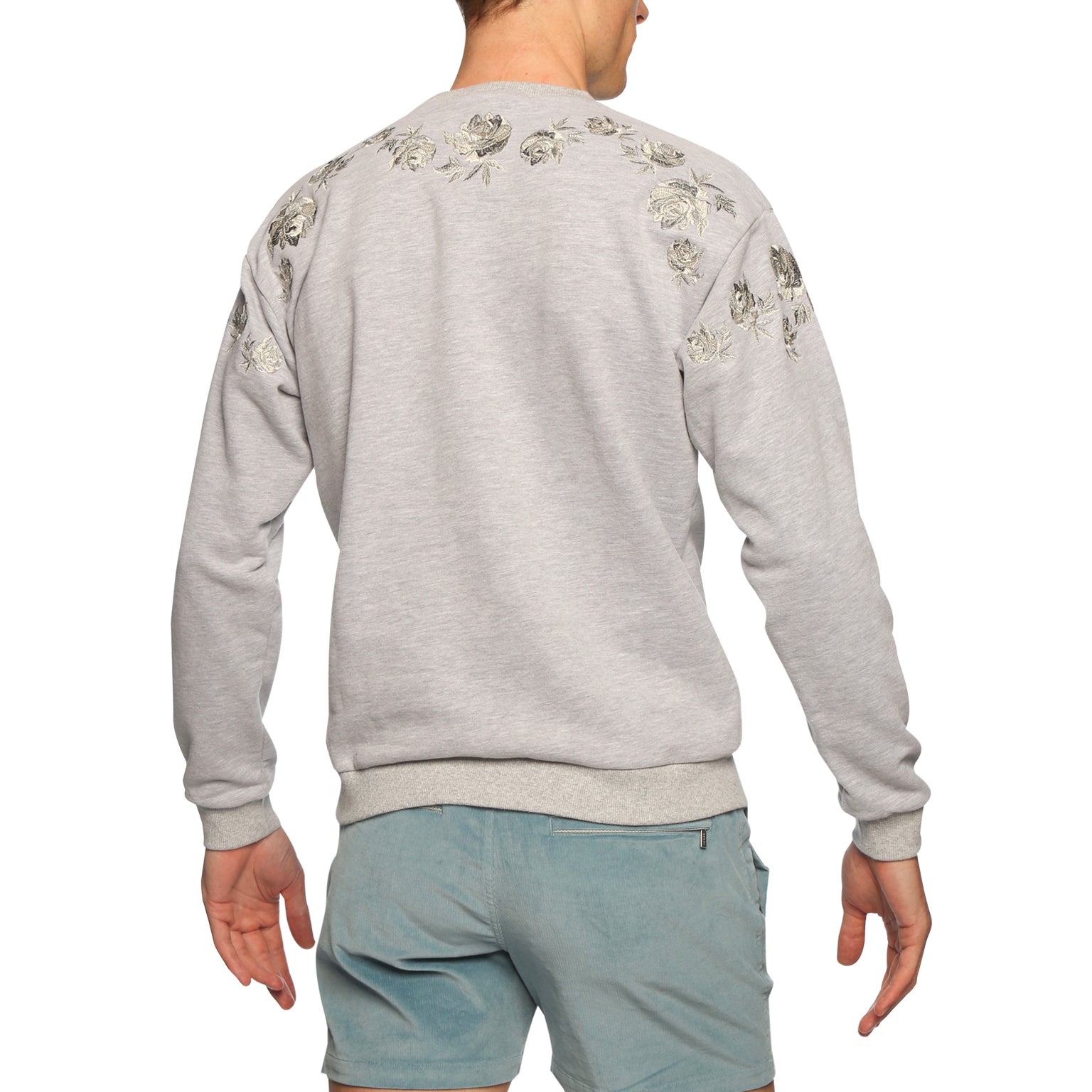 RESORT '24-  Grey Bouquet Embroidered Sweatshirt
