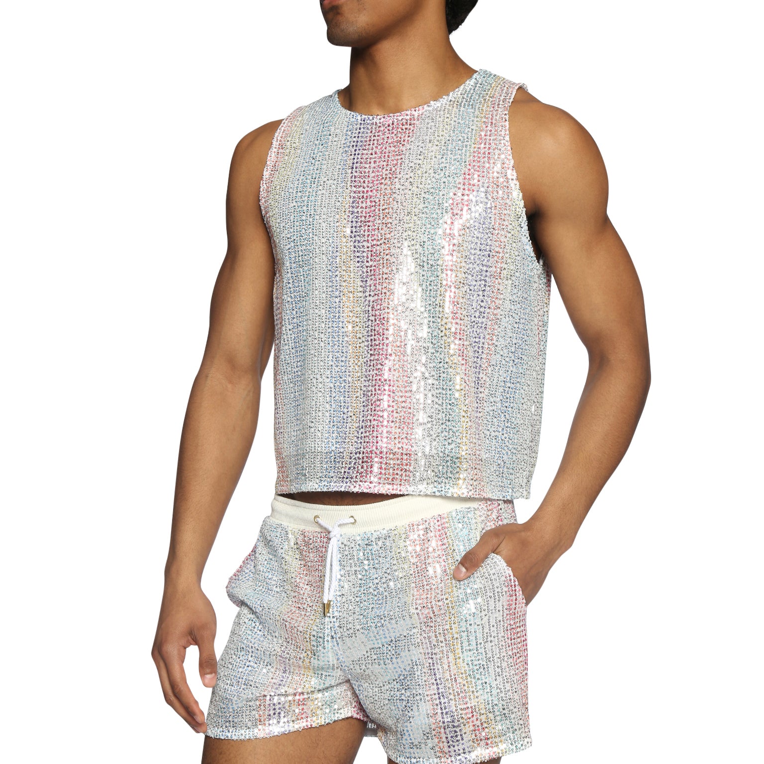 PRIDE EDITION- Funfetti White Sequin Short