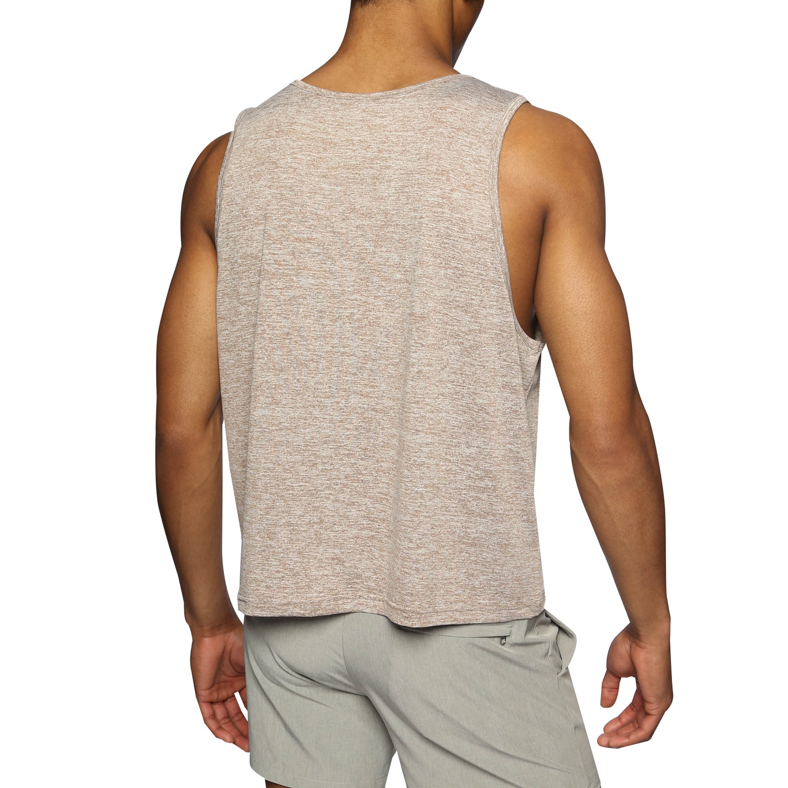 SPRING '24- Travertine Melange Heather Crop Muscle Tee