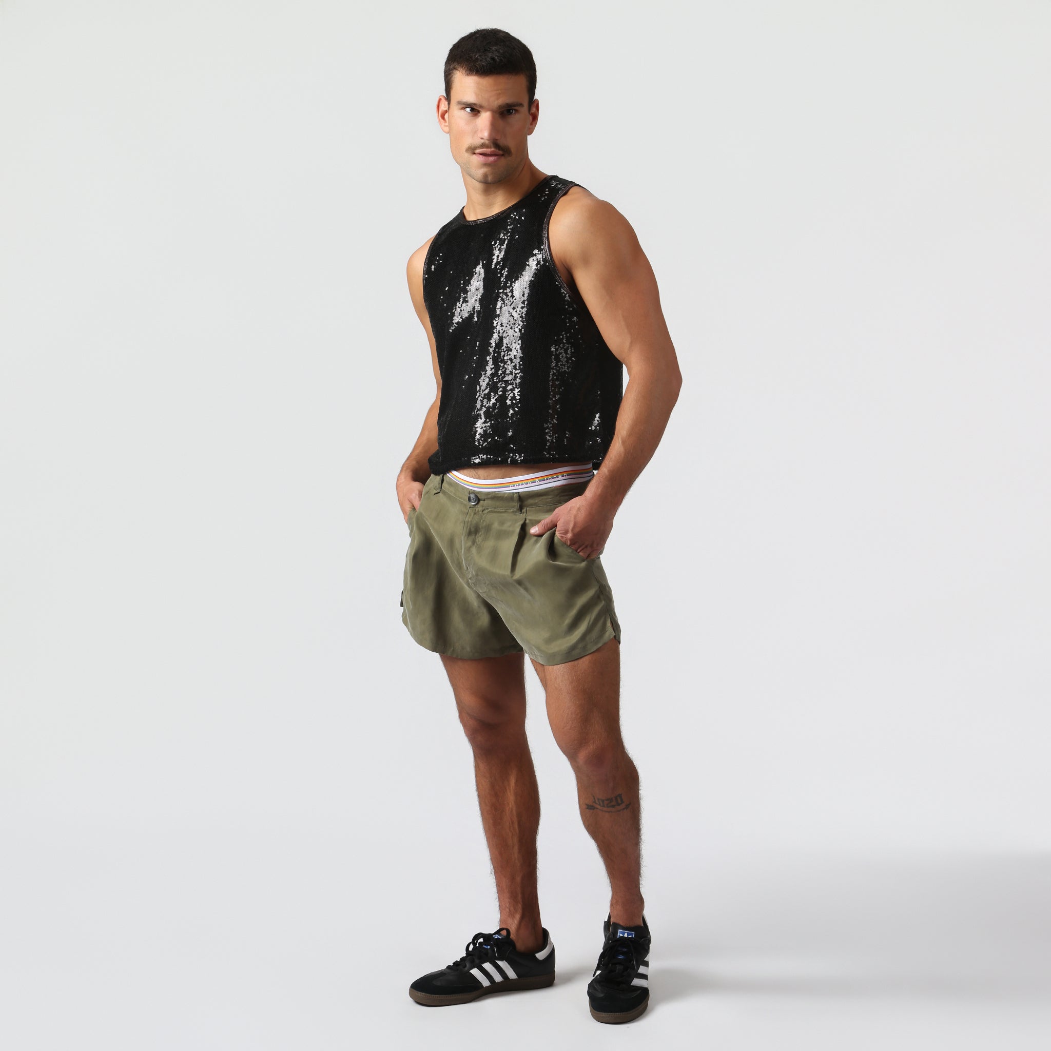 NEW- Black Sanremo Sequin Muscle Tee