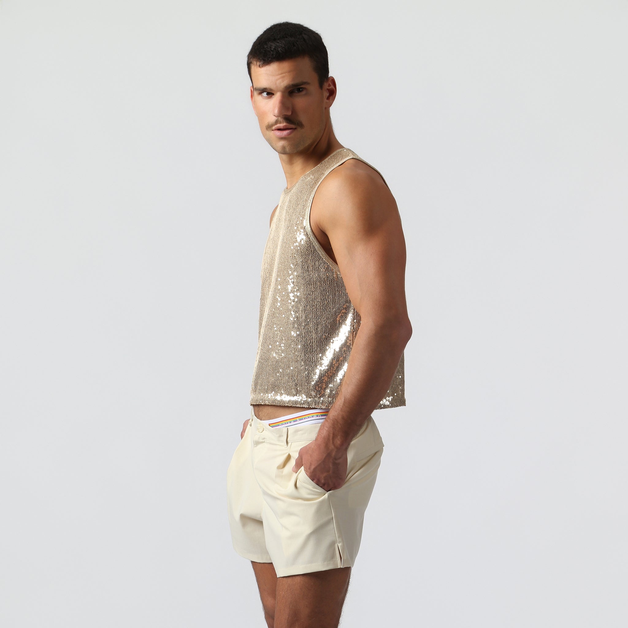 NEW- Gold Sanremo Sequin Muscle Tee