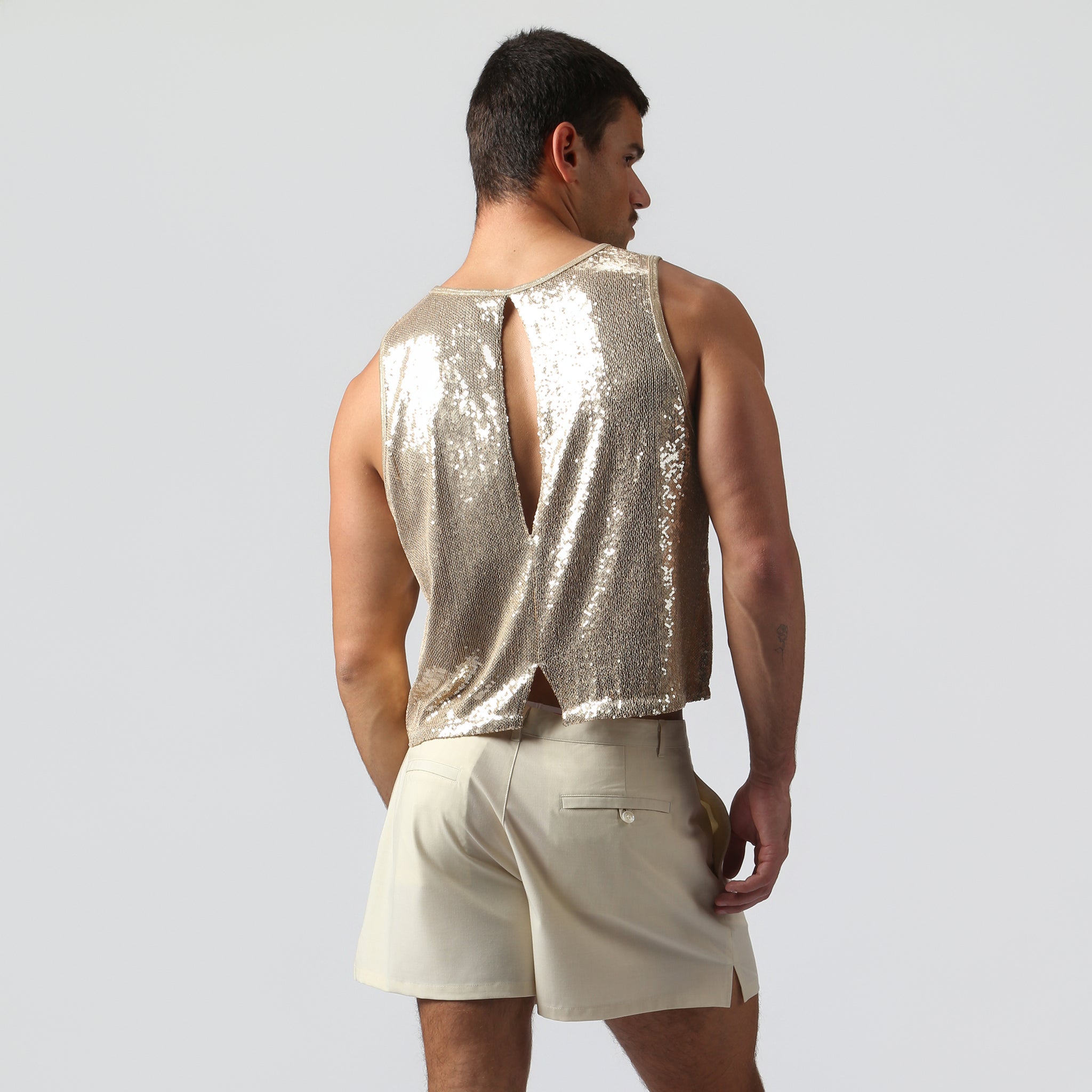NEW- Gold Sanremo Sequin Muscle Tee
