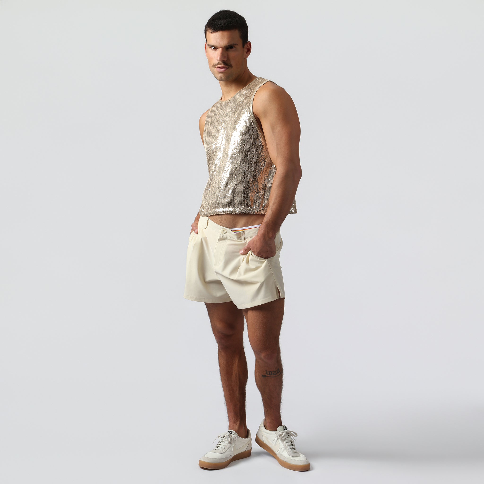 NEW- Gold Sanremo Sequin Muscle Tee