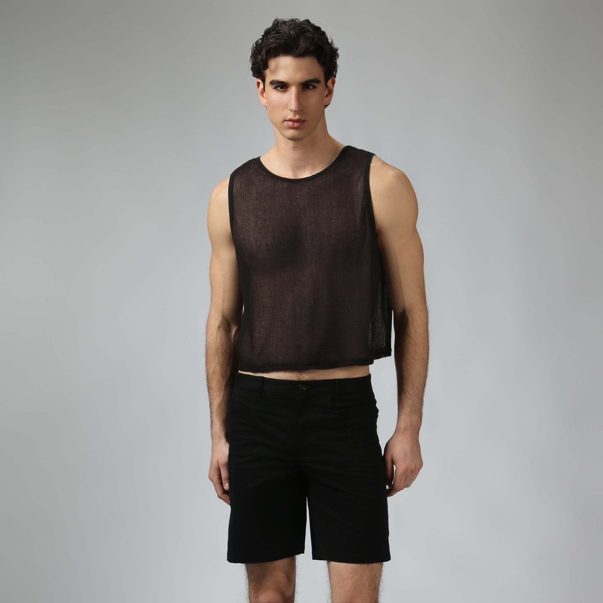 NEW- Black Poolside Knit Muscle Tee - Parke & Ronen