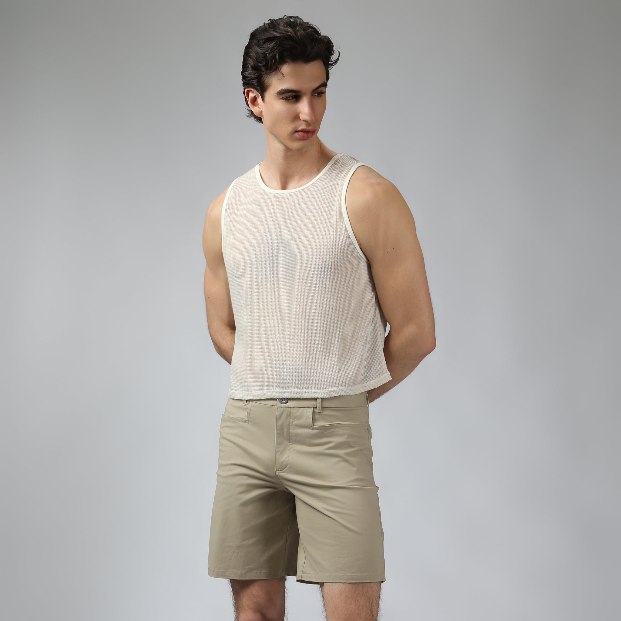 NEW- Ivory Poolside Knit Muscle Tee - Parke & Ronen