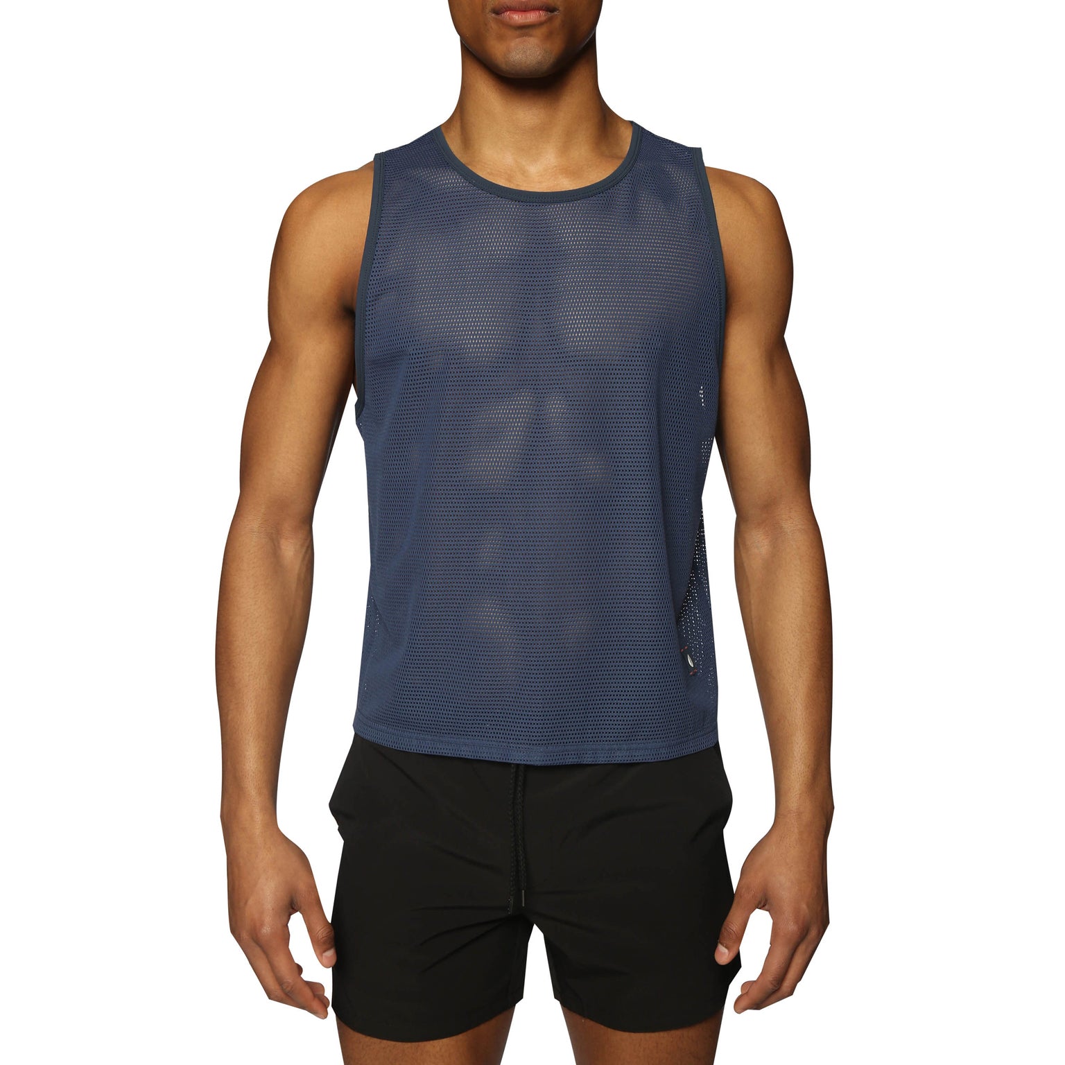 SPRING '24- Baltic Blue Endurance Mesh Crop Muscle Tee