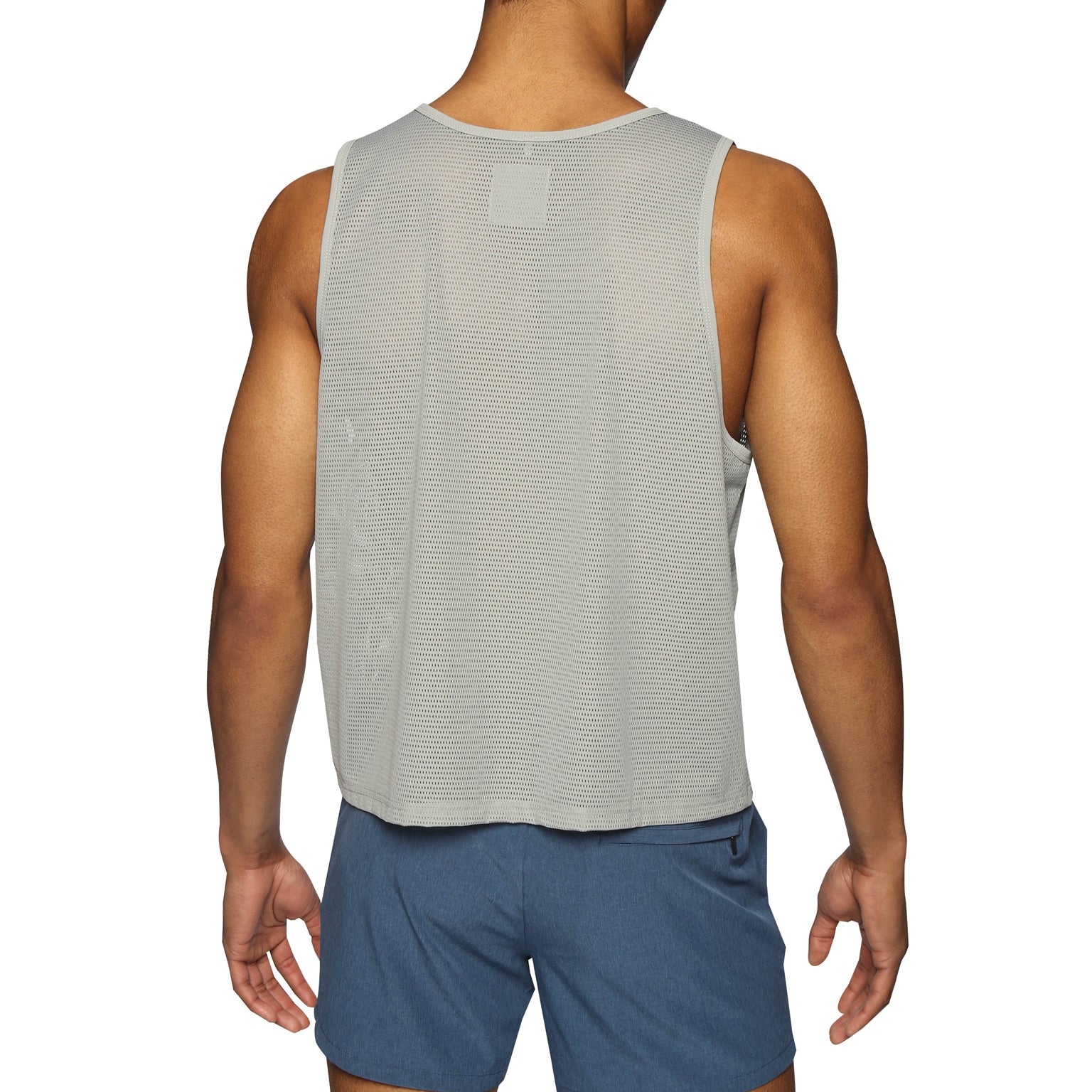 SPRING '24- Titanium Grey Endurance Mesh Crop Muscle Tee