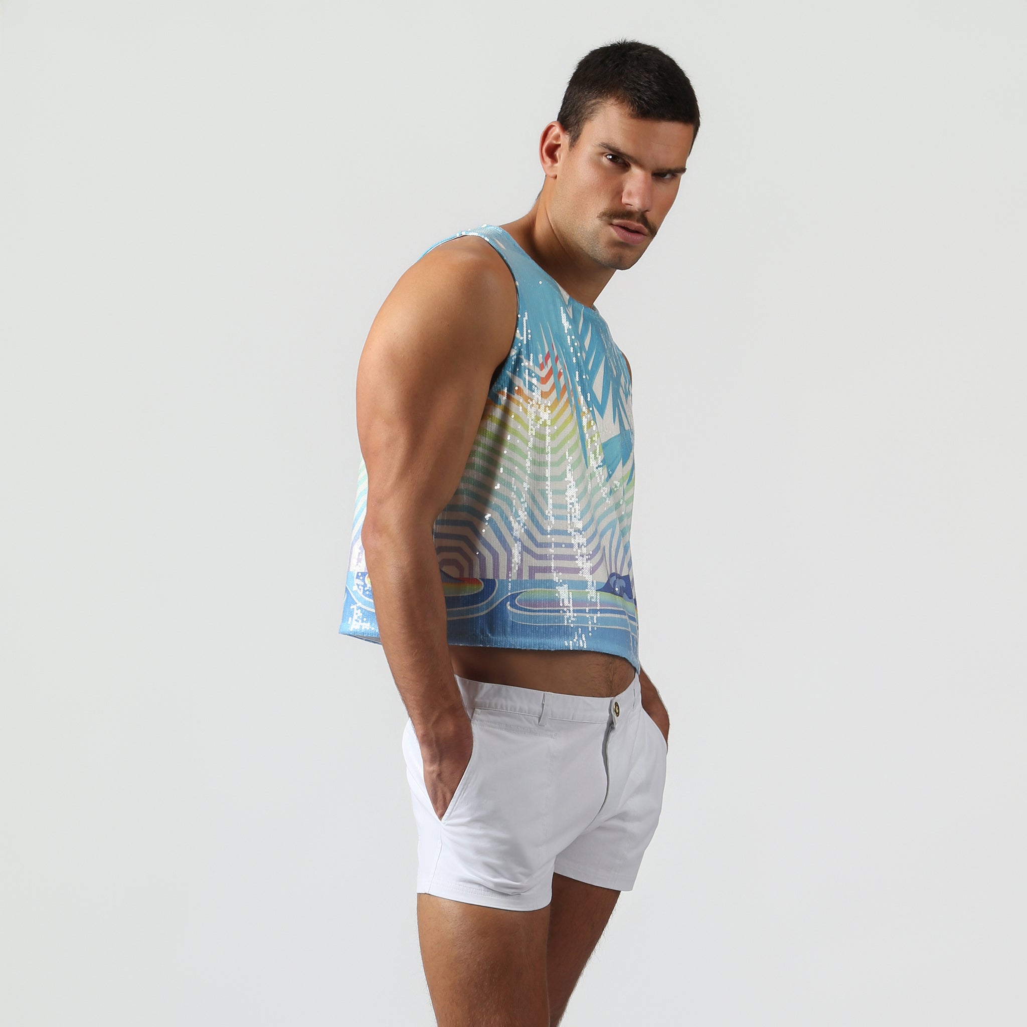 NEW- Azure Sequin Praia Muscle Tee