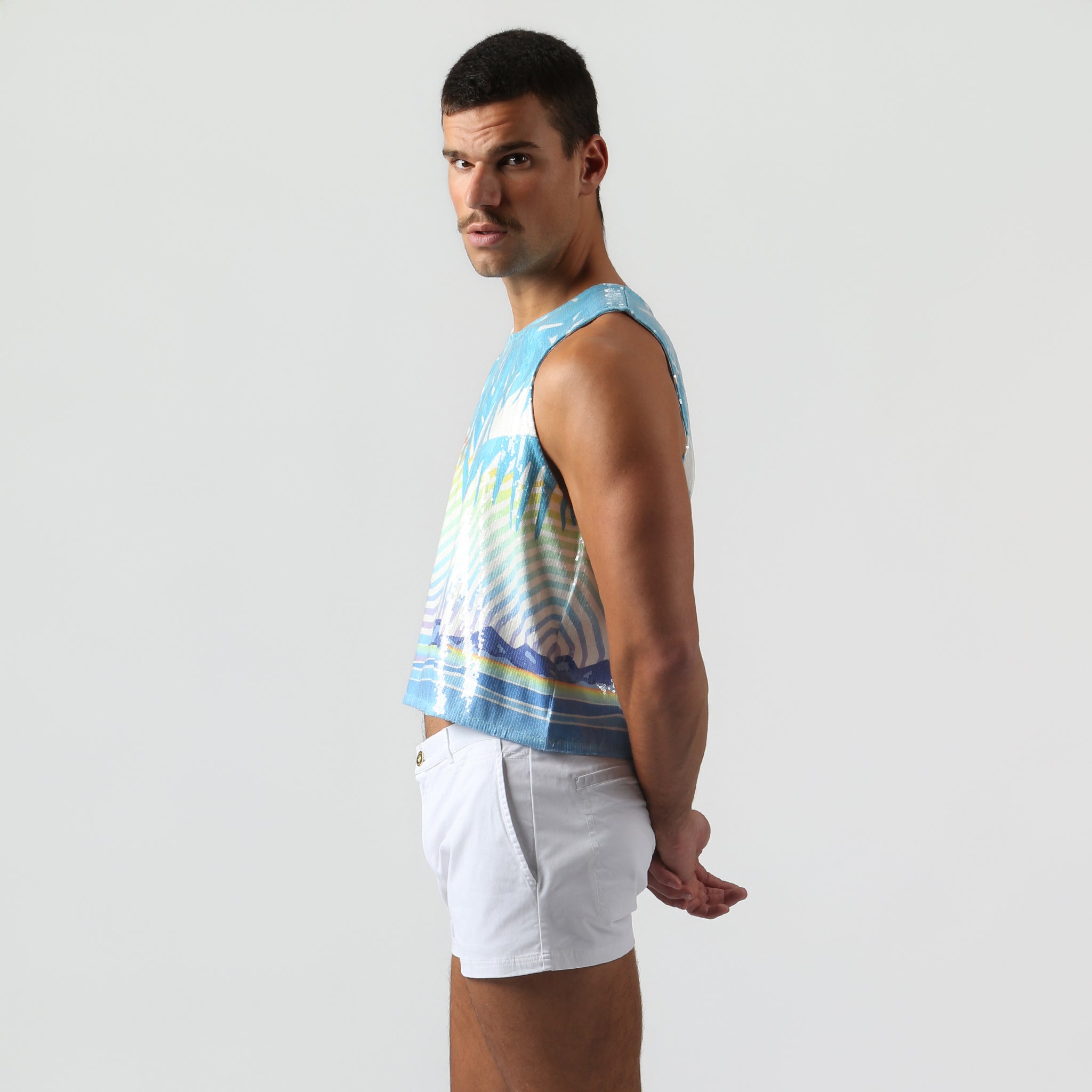 NEW- Azure Sequin Praia Muscle Tee